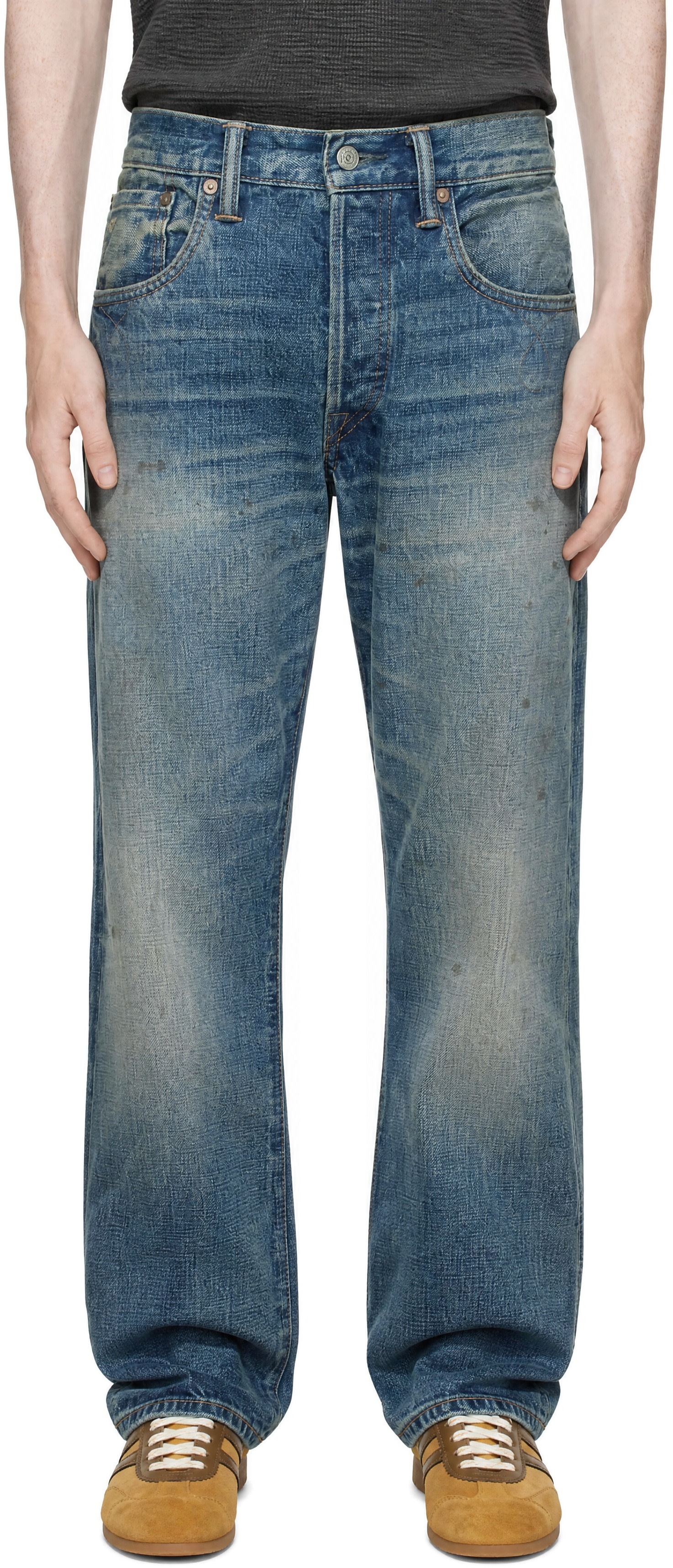 RRL - Jean ajusté Boot bleu à lisière