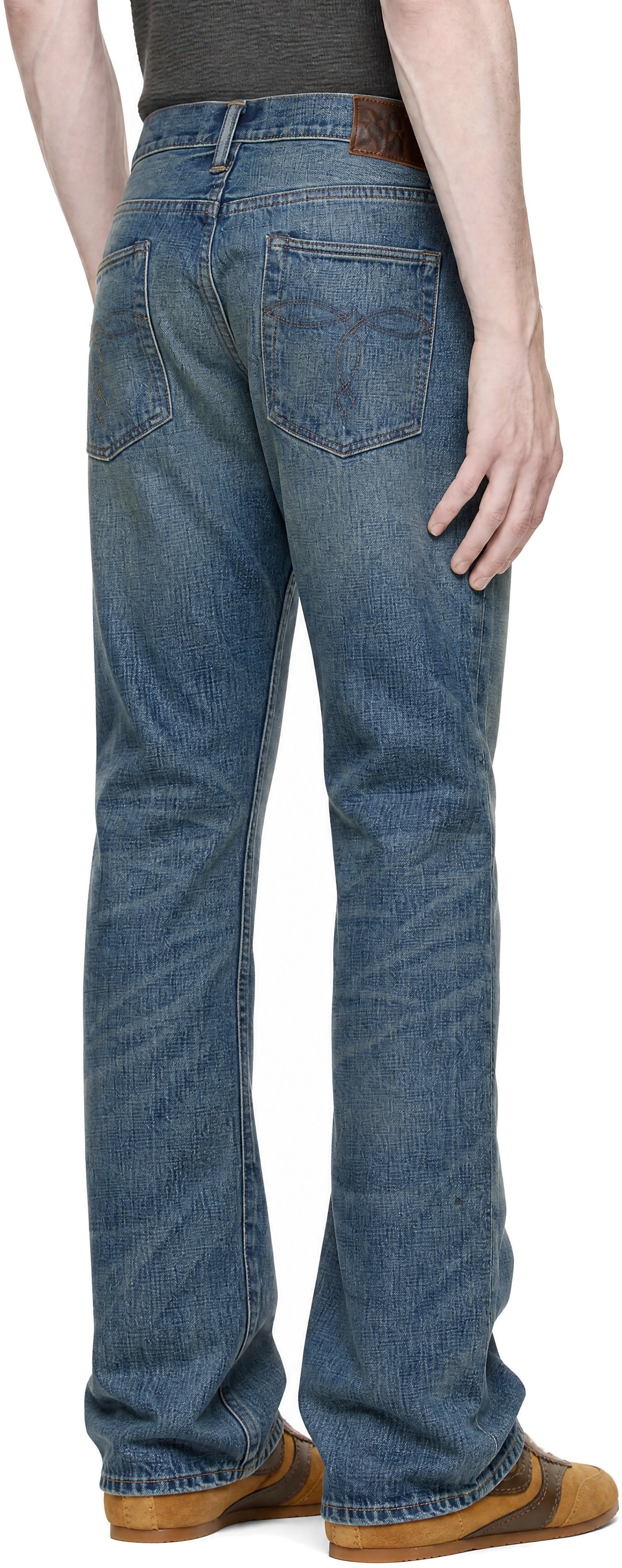 RRL - Jean ajusté Boot bleu à lisière