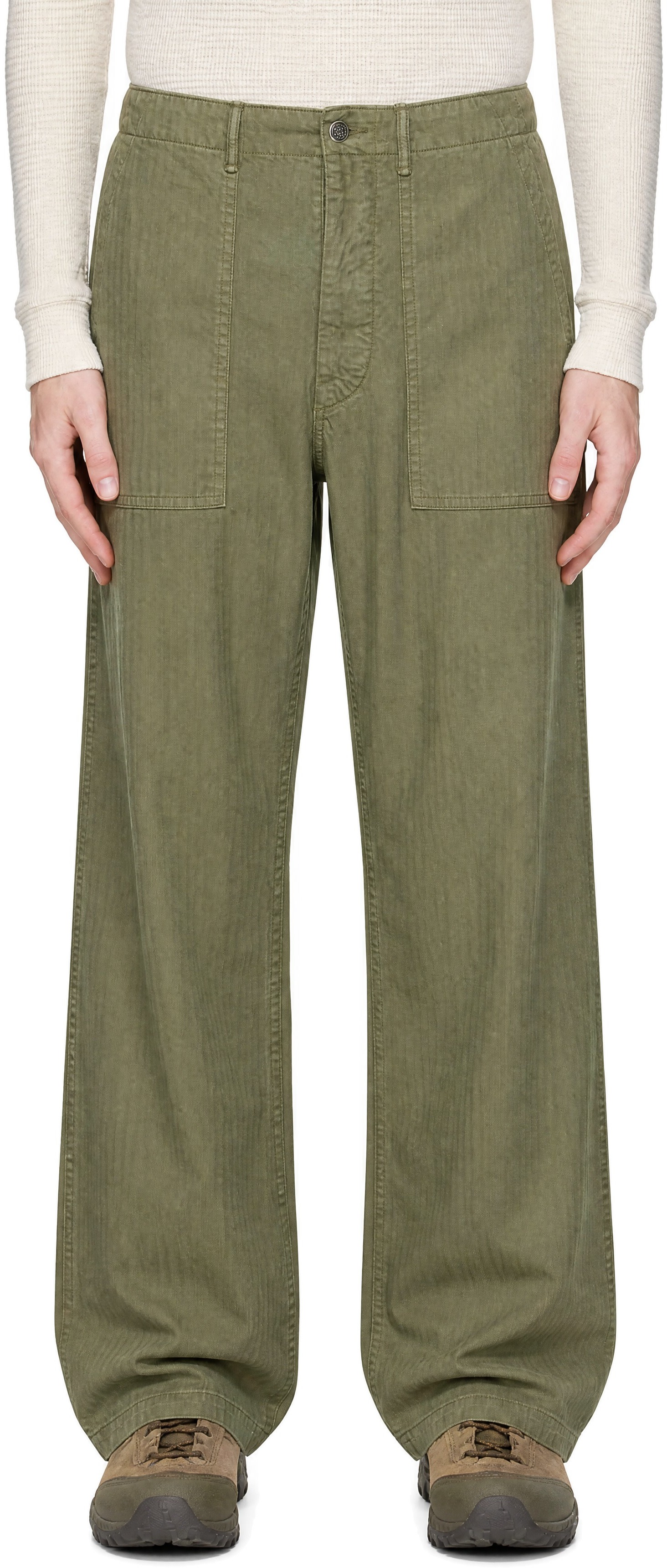 RRL - Khaki Herringbone Utility Trousers