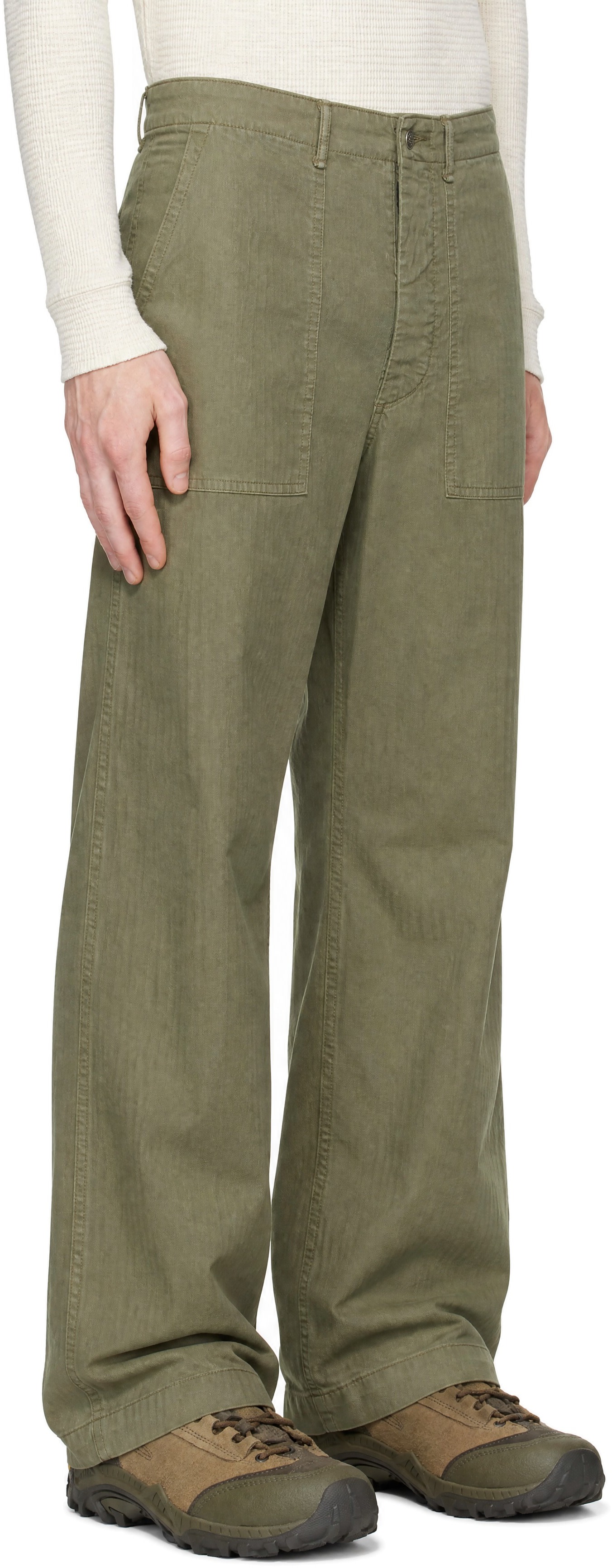 RRL - Khaki Herringbone Utility Trousers