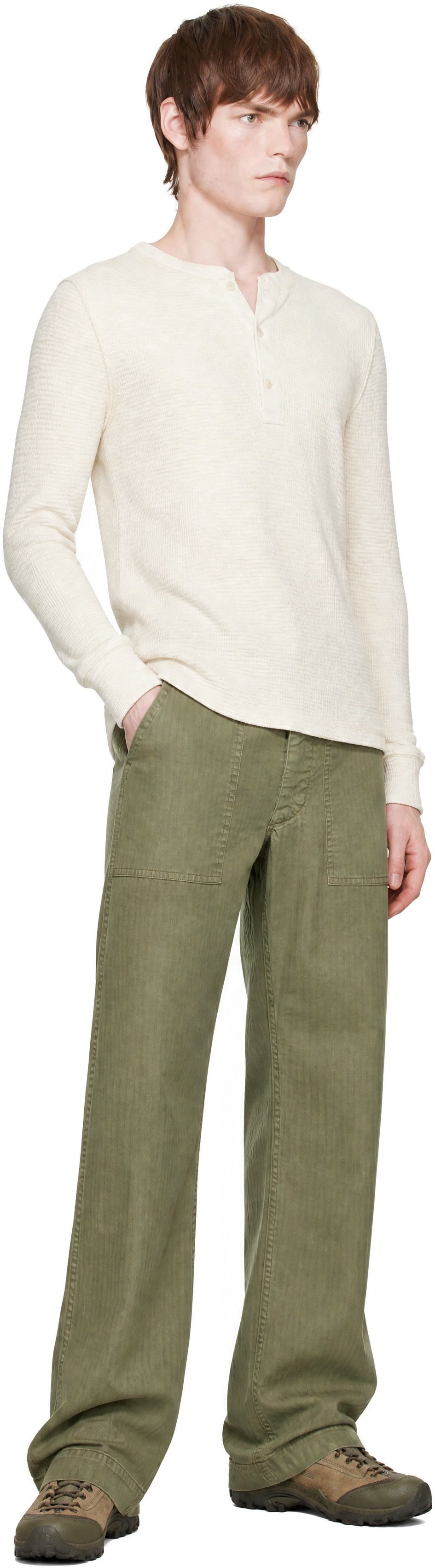 RRL - Khaki Herringbone Utility Trousers