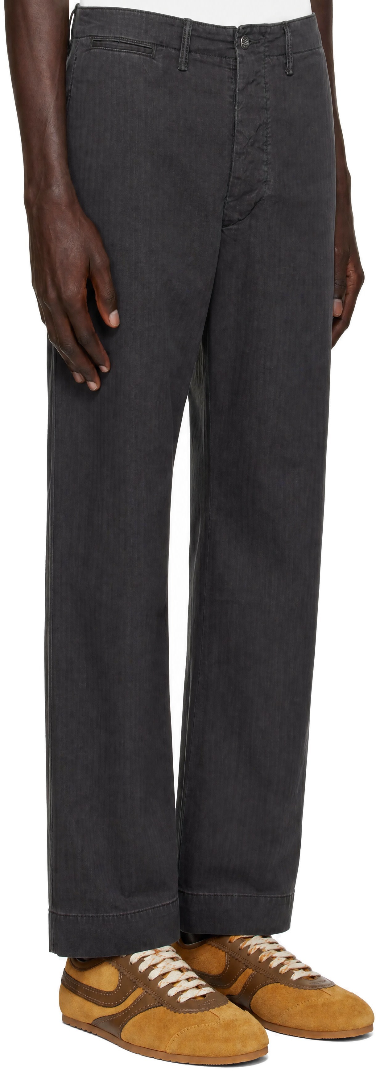 RRL - Gray Herringbone Cotton Trousers