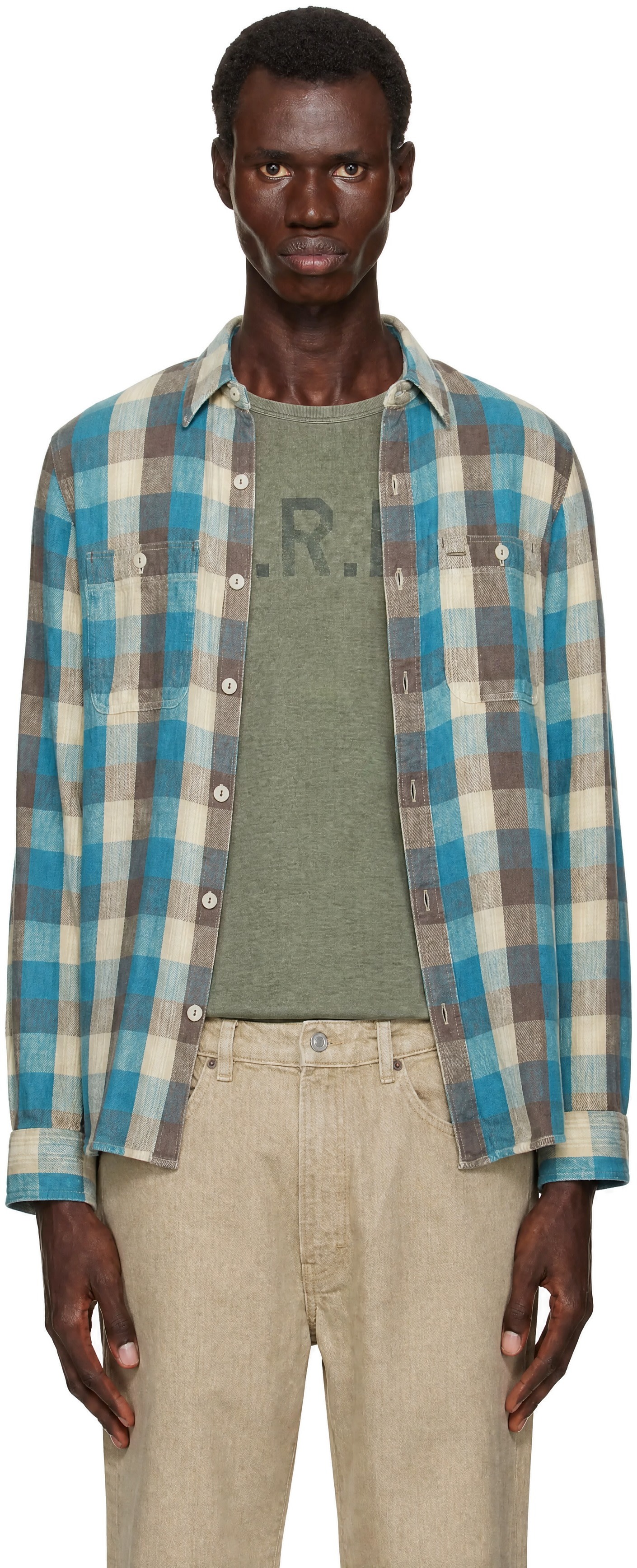 RRL - Blue & White Check Shirt