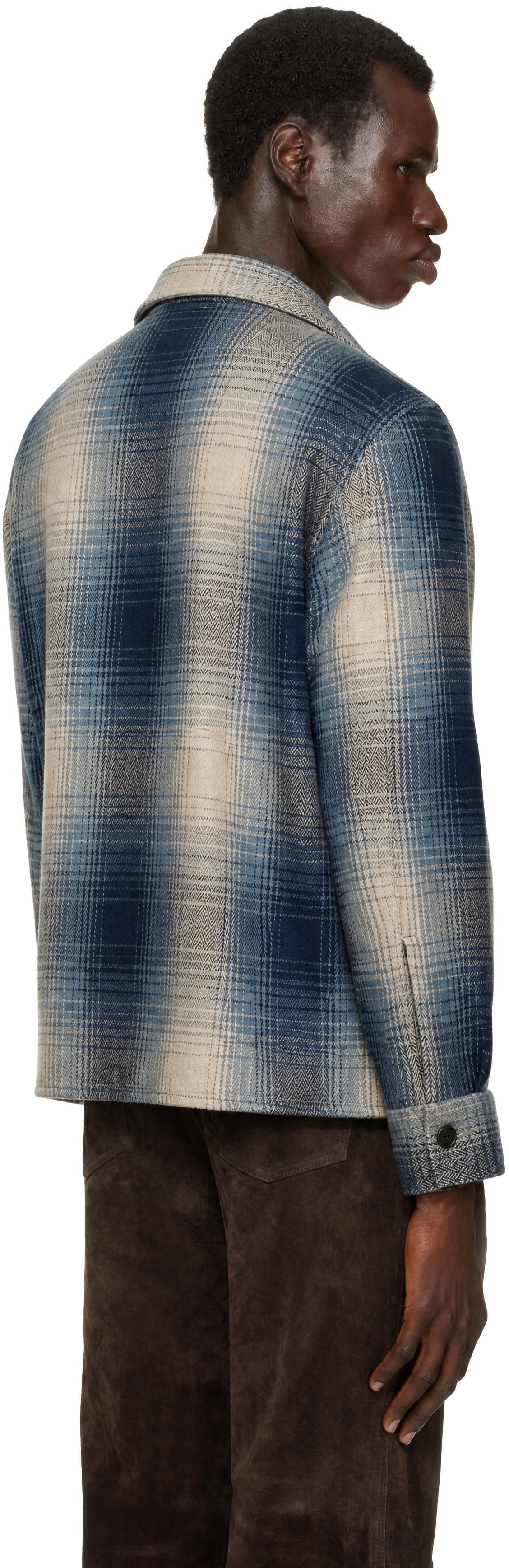 RRL - Blue & Beige Check Wool Jacket