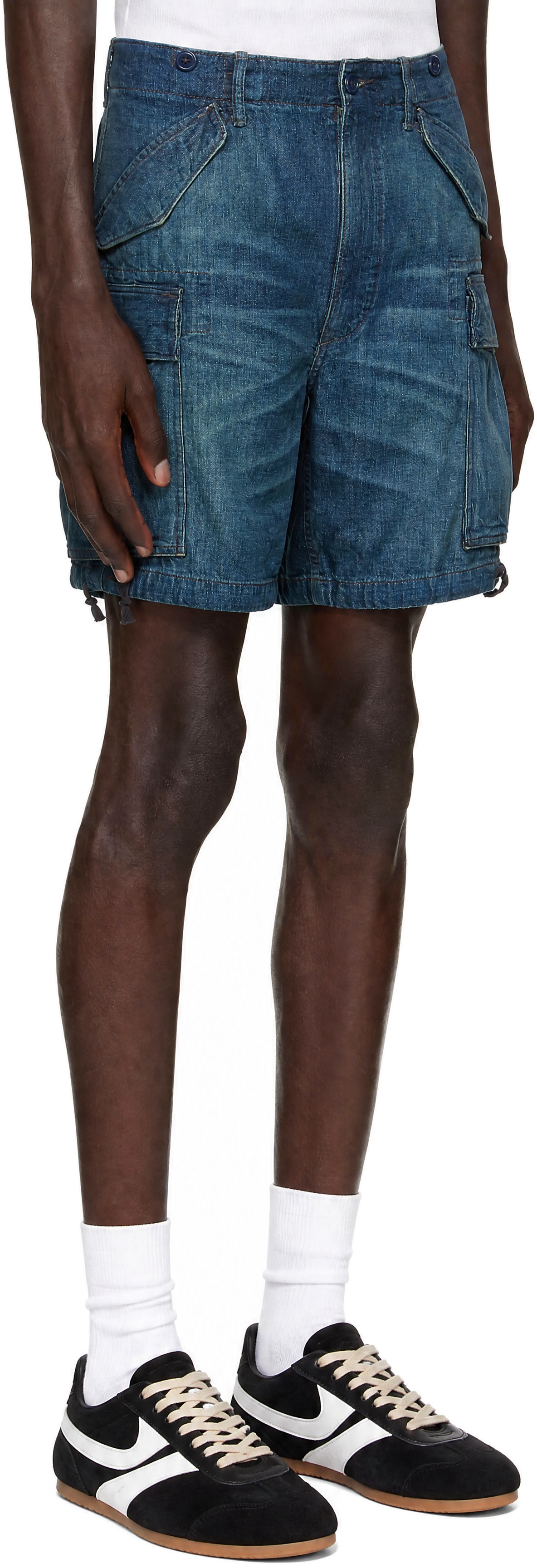 RRL - Blue Cargo Denim Shorts