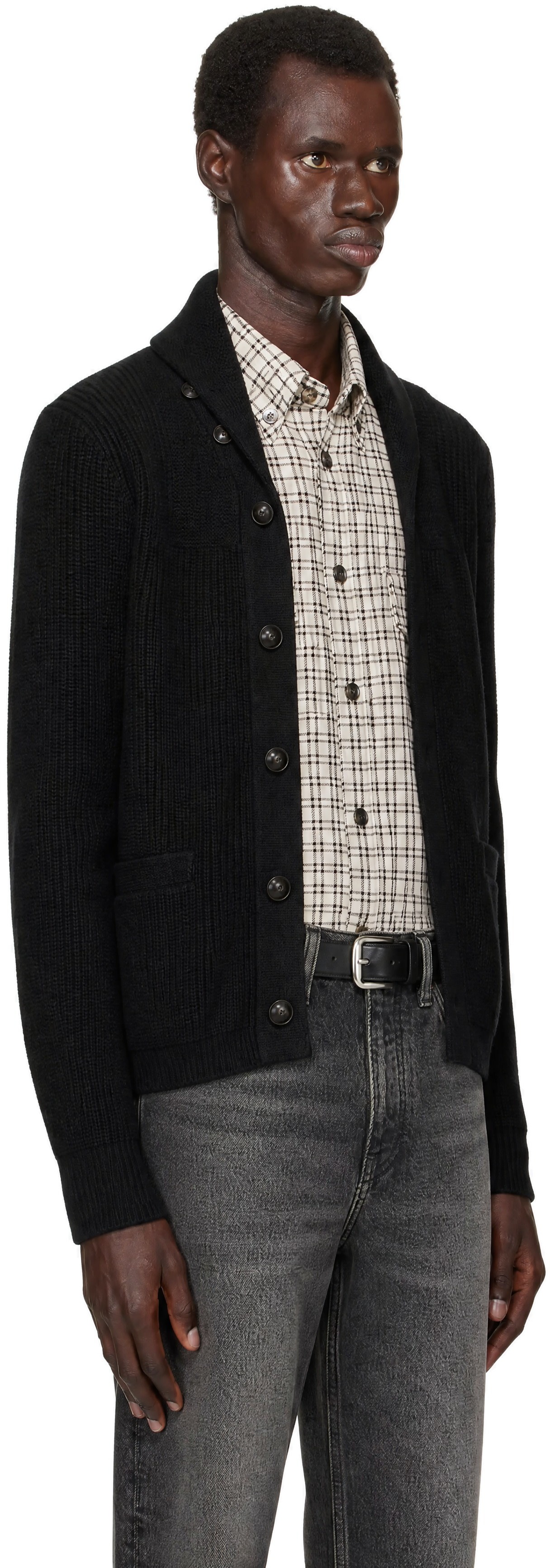 RRL ショールカーディガン　XXL RRL: ブラック カシミヤ ショールカーディガン | SSENSE 日本