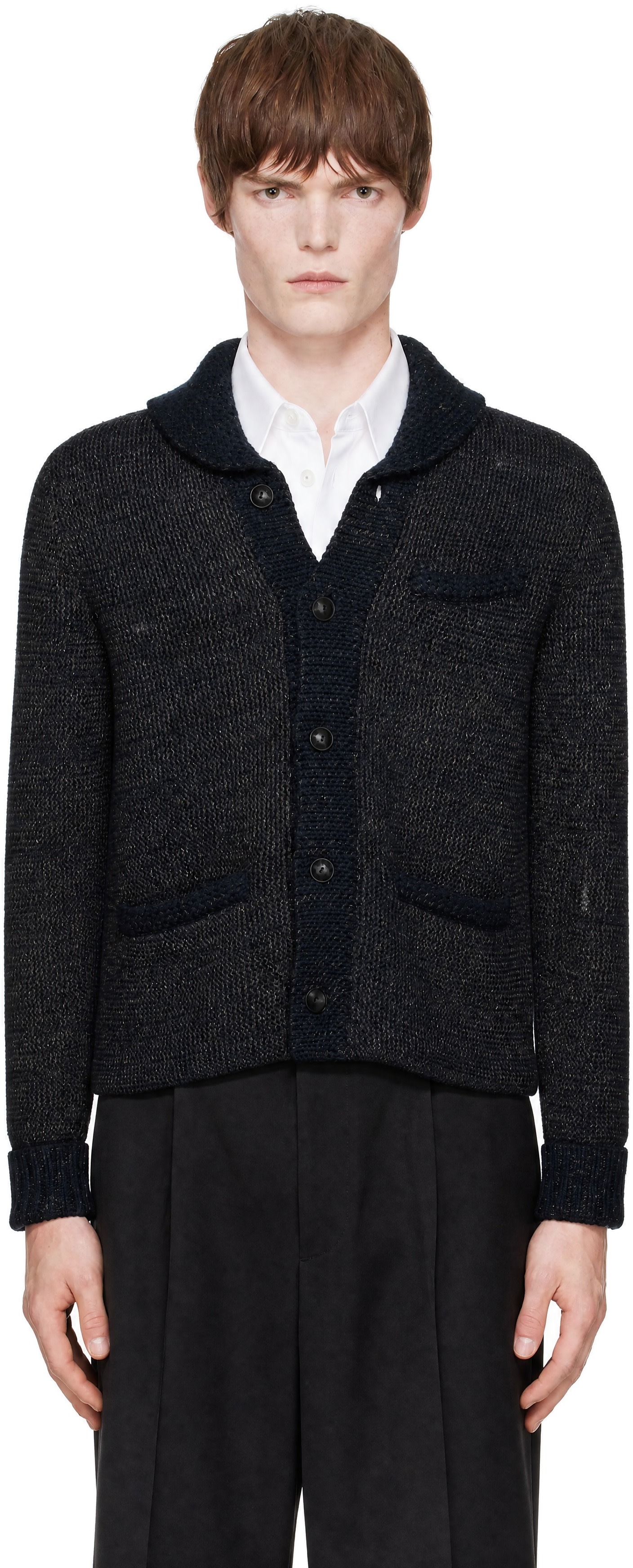RRL - Navy Wool Shawl Cardigan