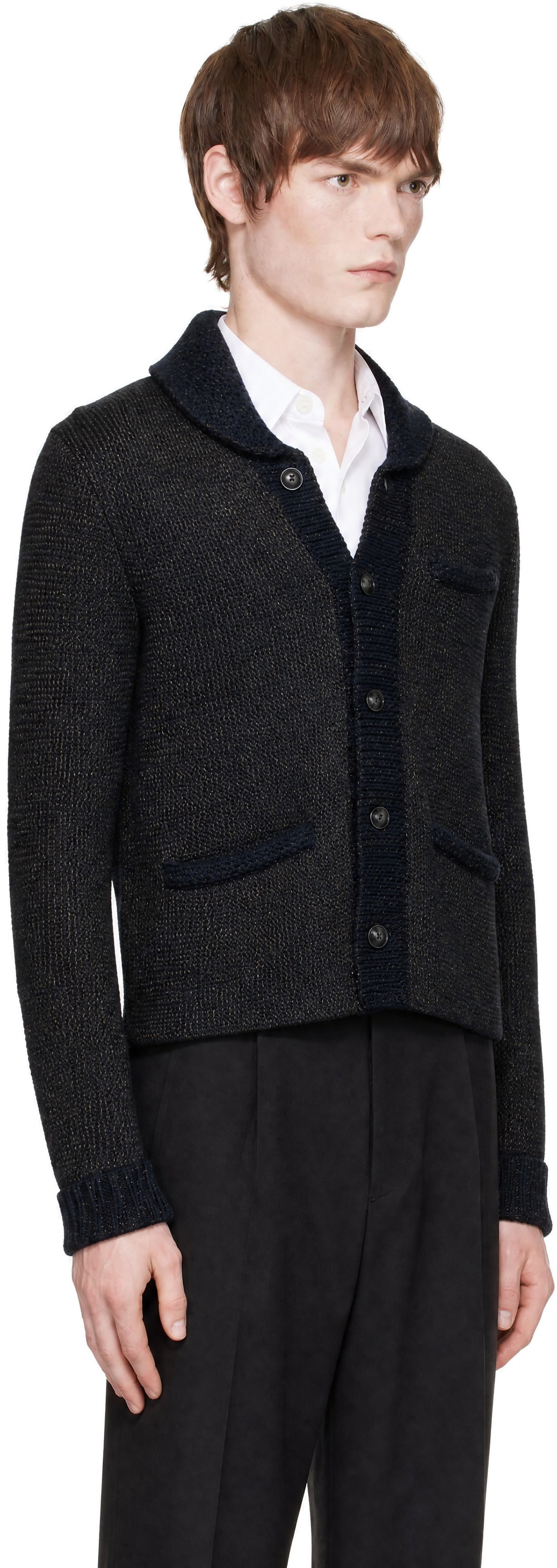 RRL - Navy Wool Shawl Cardigan
