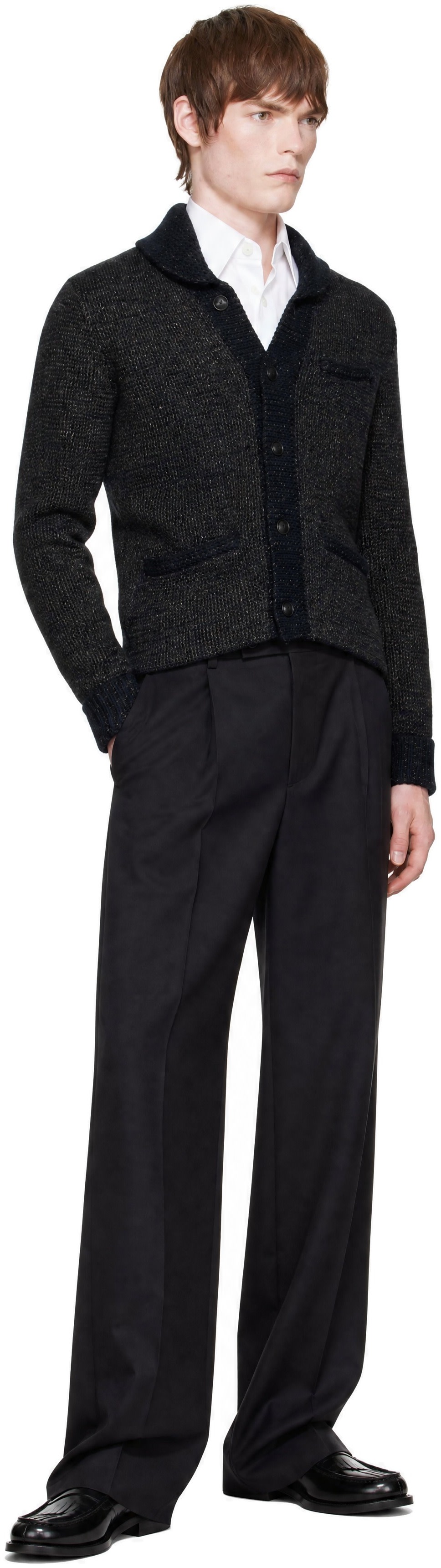 RRL - Navy Wool Shawl Cardigan