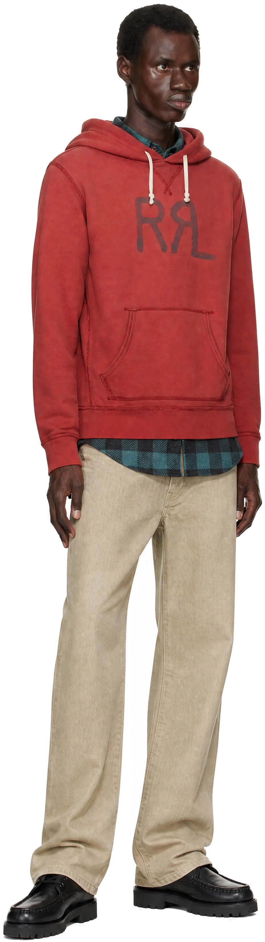 RRL - Pull à capuche rouge à logo Ranch