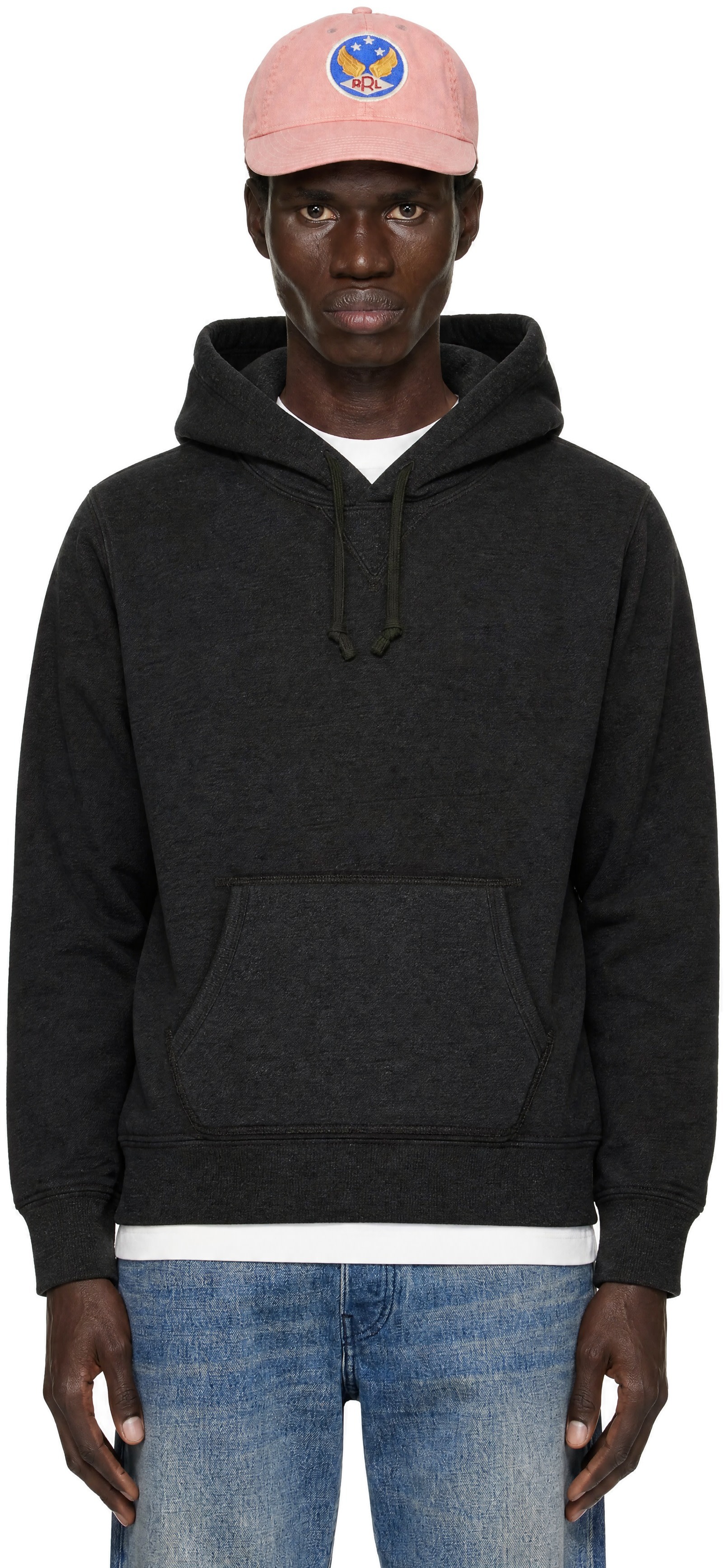 RRL: Gray French Terry Hoodie | SSENSE