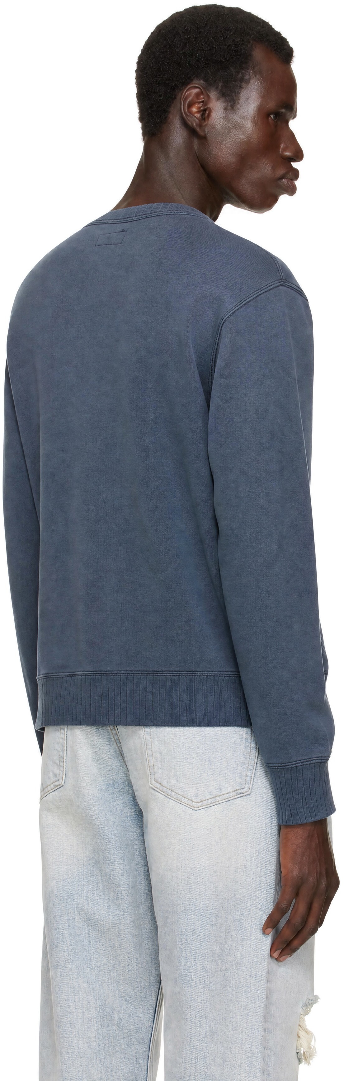 RRL - Pull molletonné bleu marine à logo contrecollé
