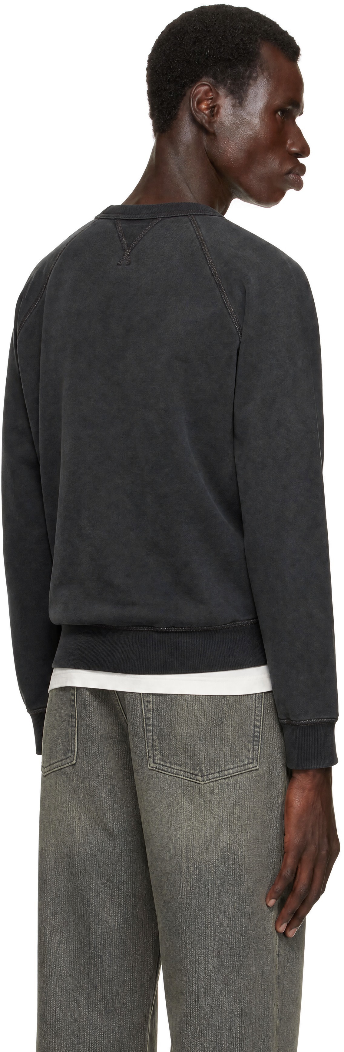 RRL - Pull molletonné noir teint à l'indigo en jersey bouclette