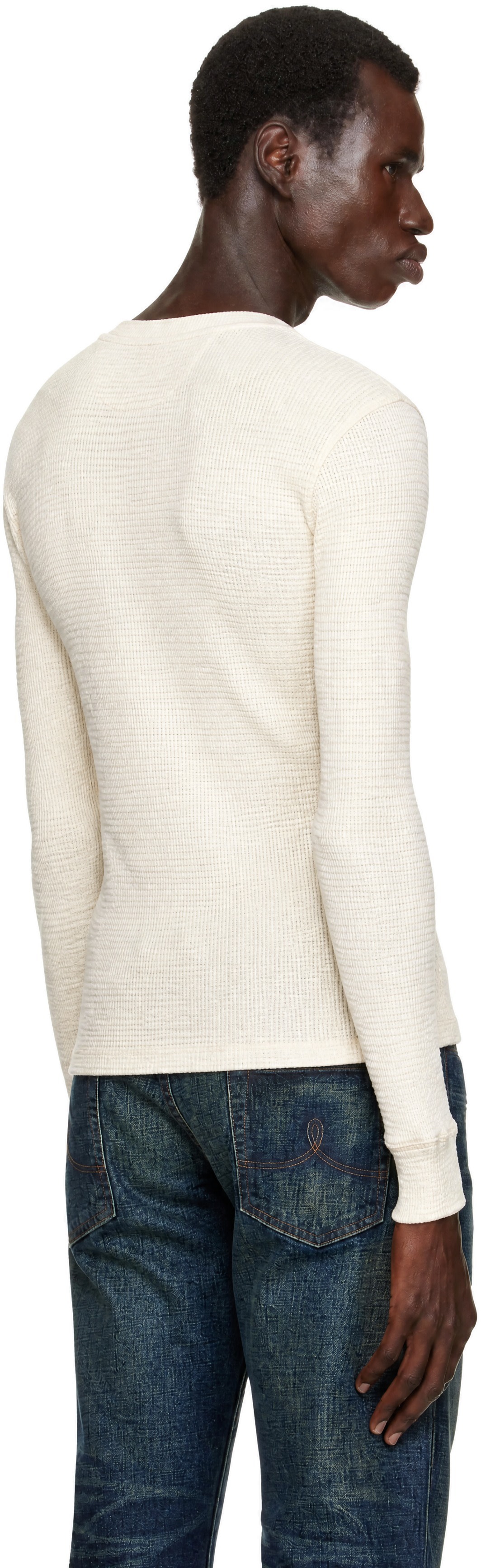 RRL - White Waffle-Knit Henley