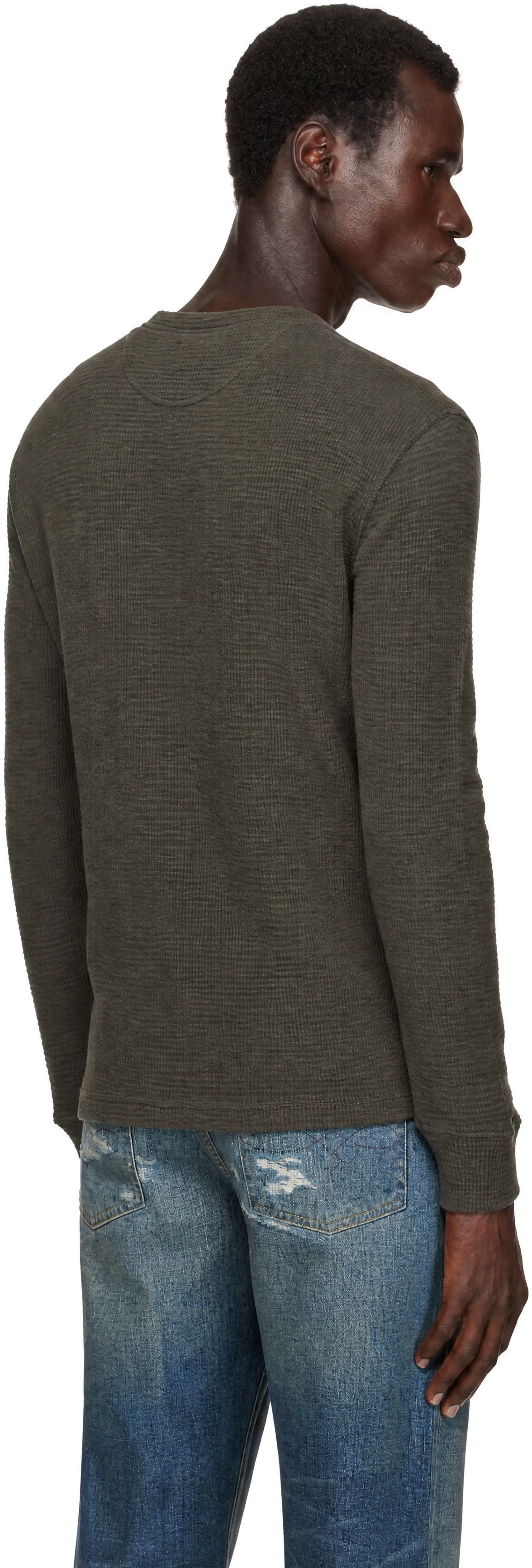 RRL: トープ ワッフルニット ヘンリーネック Tシャツ | SSENSE 日本 RRL: トープ ワッフルニット ヘンリーネック Tシャツ | SSENSE 日本