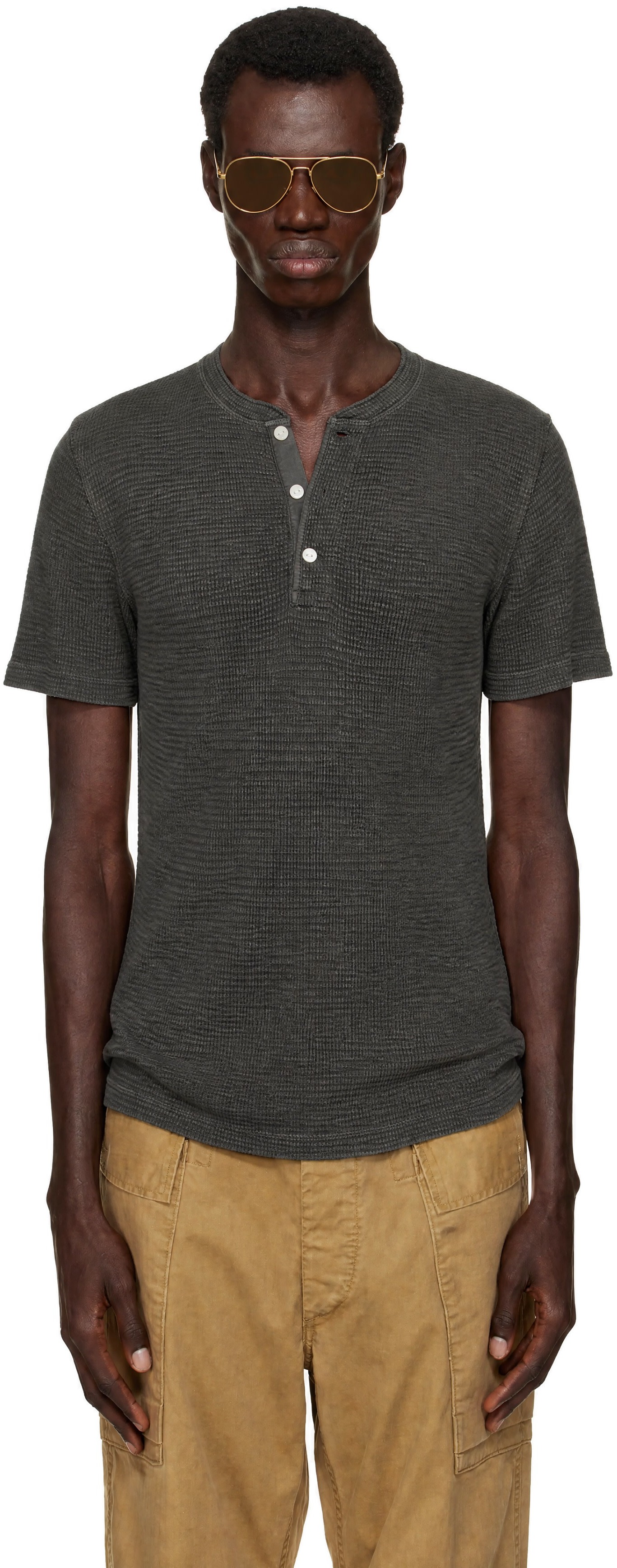 RRL - Brown Button Placket Henley