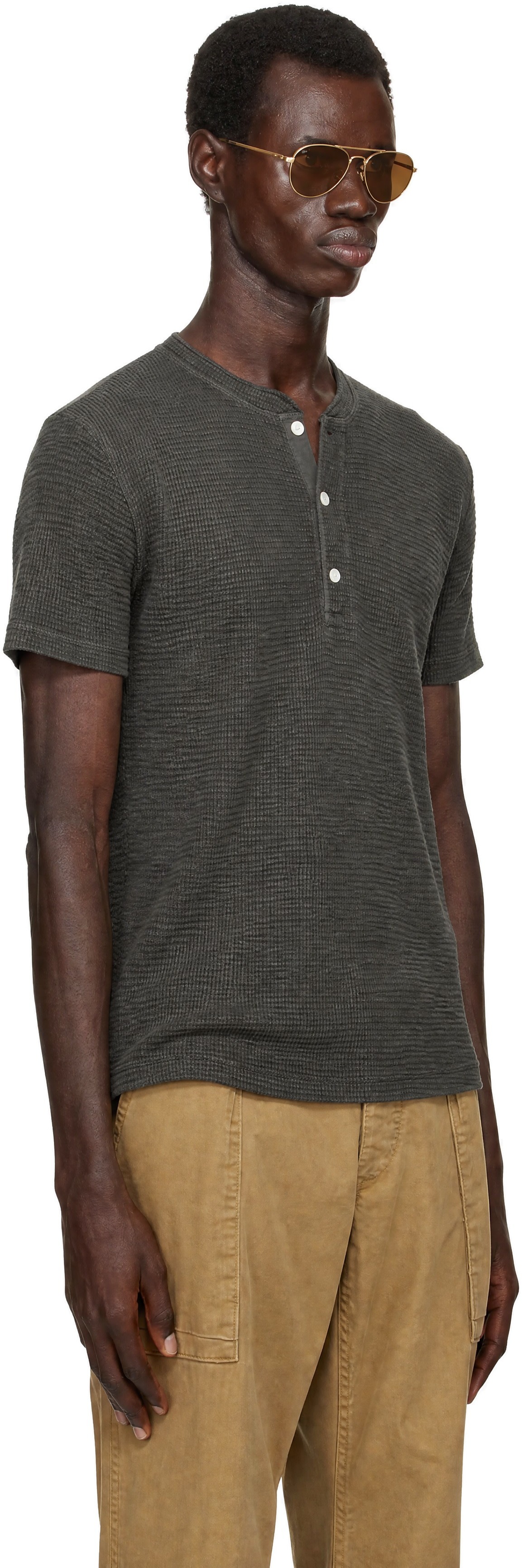 RRL - Brown Button Placket Henley