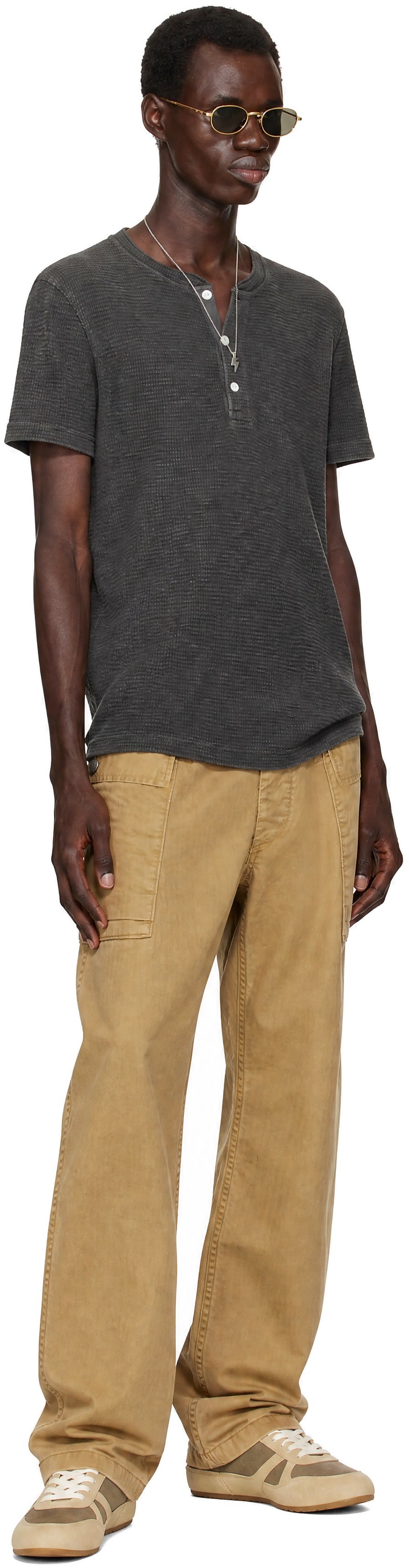 RRL - Brown Button Placket Henley