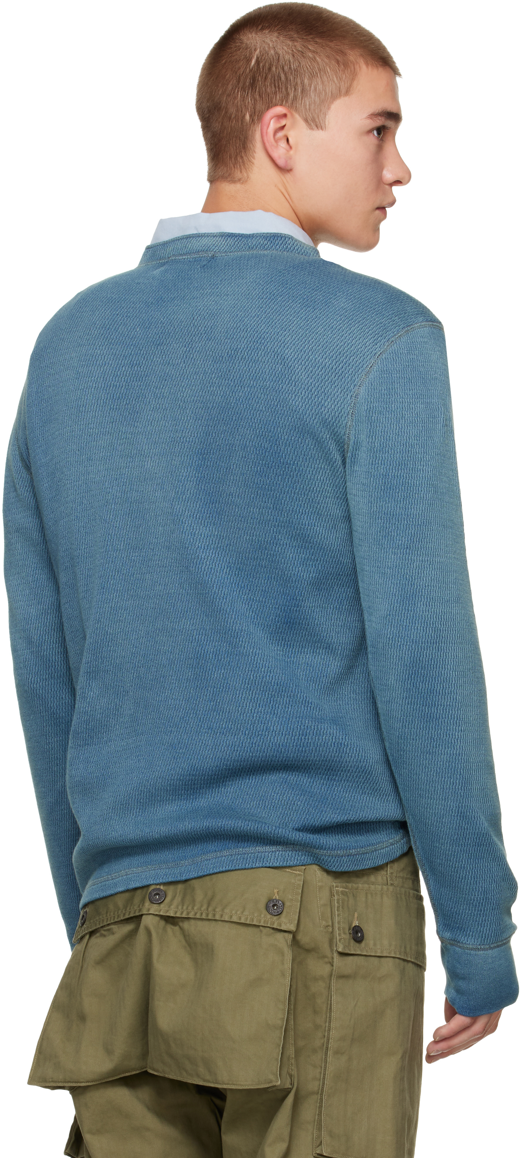 RRL - Blue Button Placket Henley