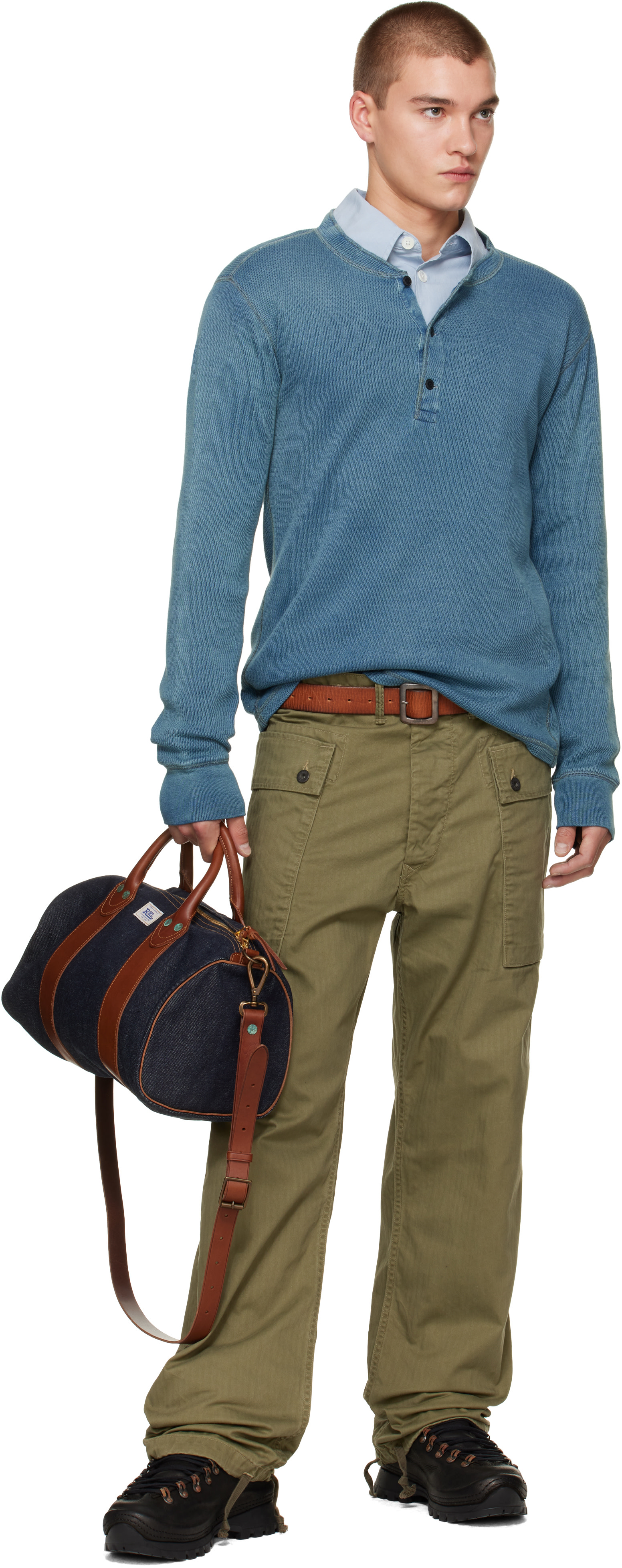 RRL - Blue Button Placket Henley
