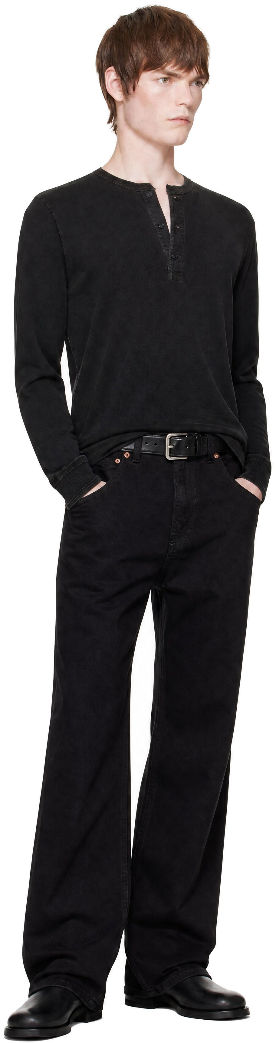 RRL - Black Indigo Jersey Henley