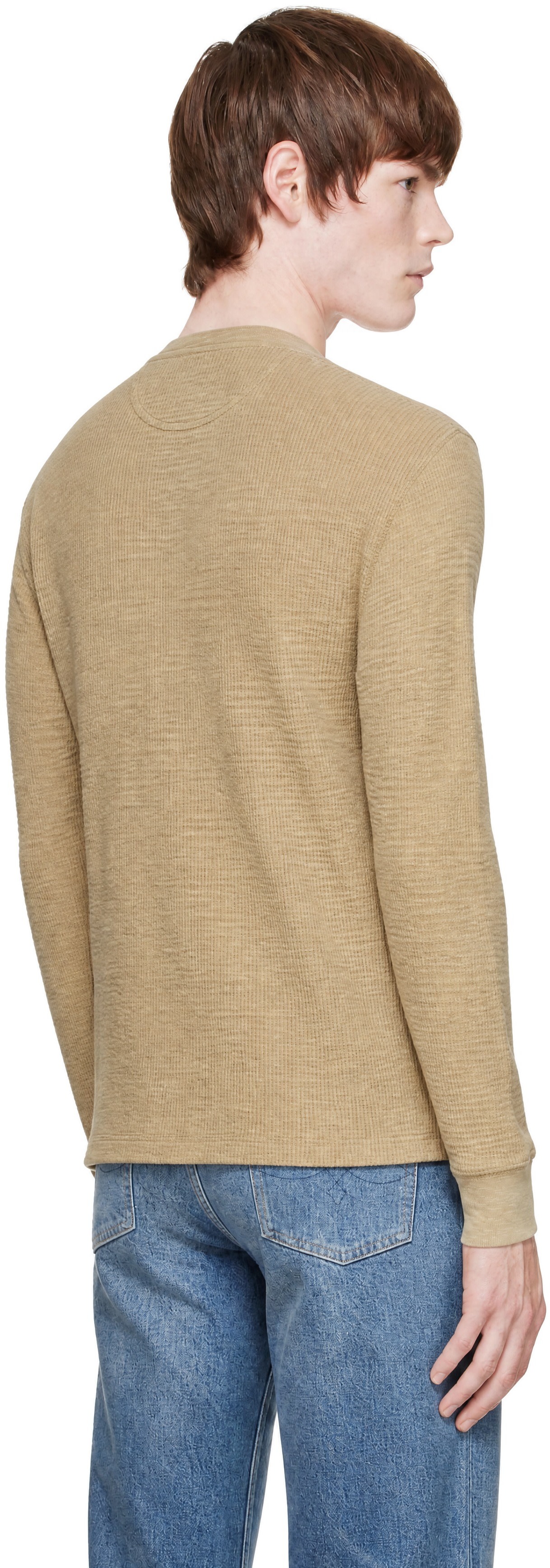 RRL - Beige Waffle-Knit Henley