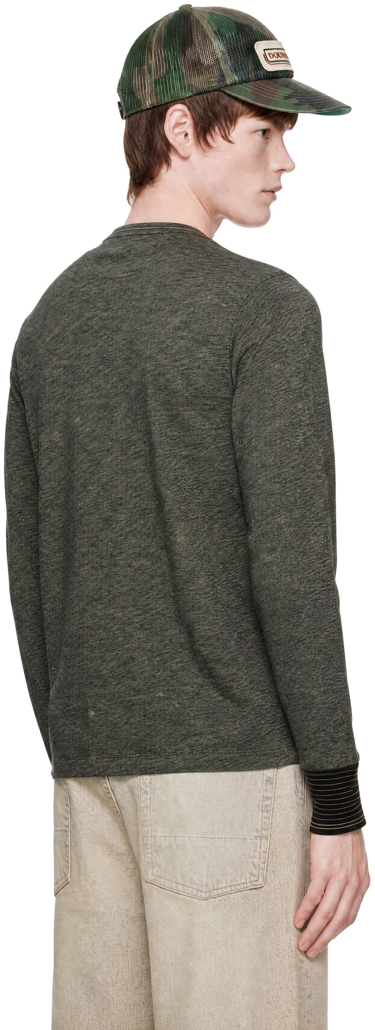 RRL - Black Indigo Jacquard Henley