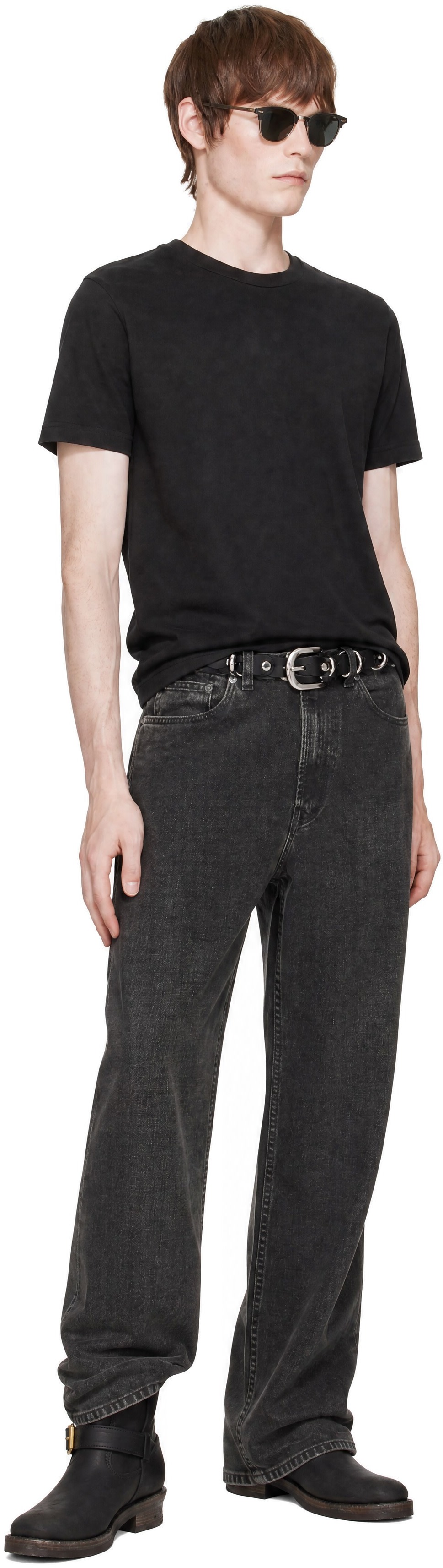 RRL: Two-Pack Black Garment-Dyed Pocket T-shirts | SSENSE