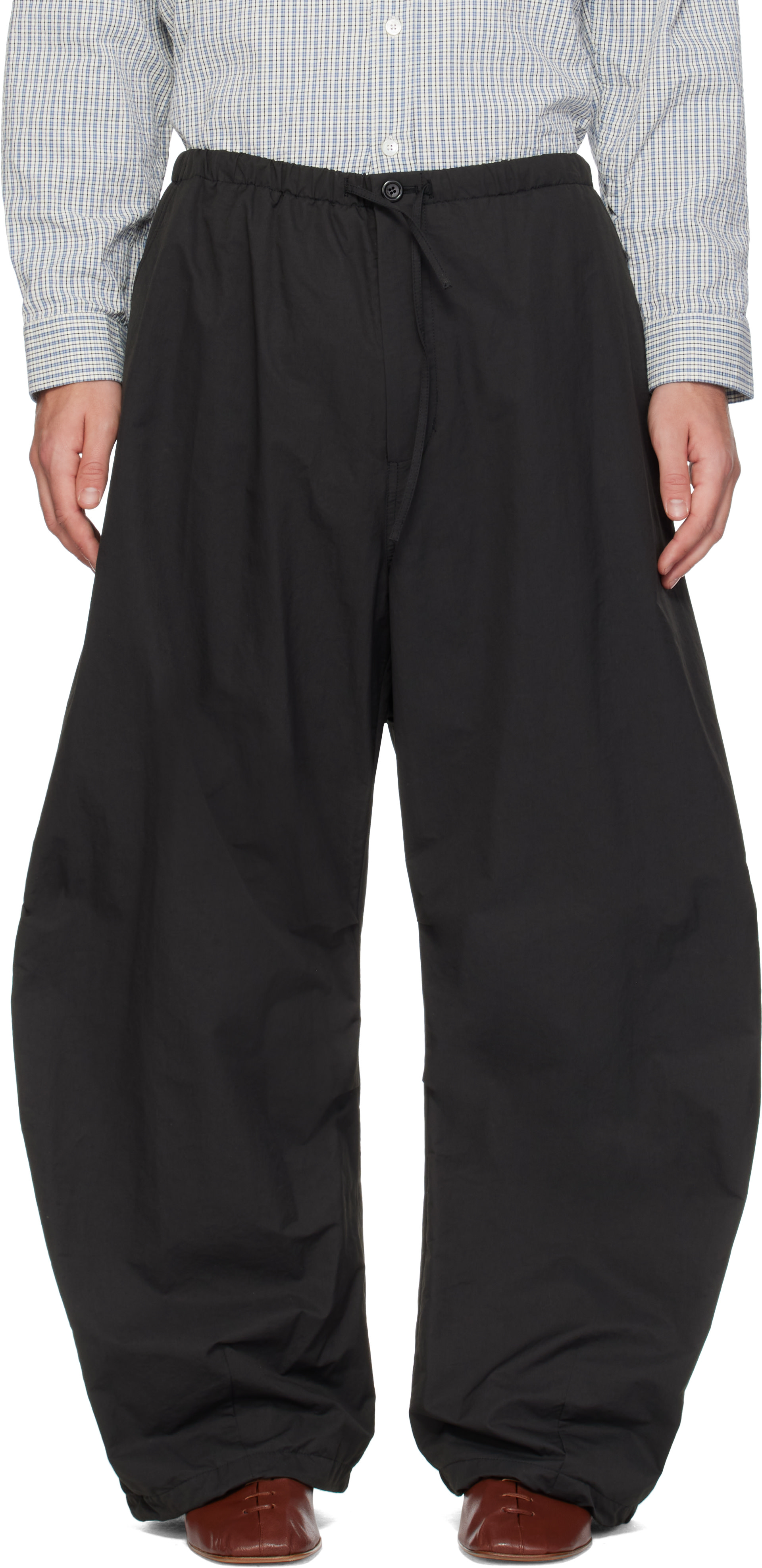 AMOMENTO - Black Drawstring Wide Fatigue Trousers