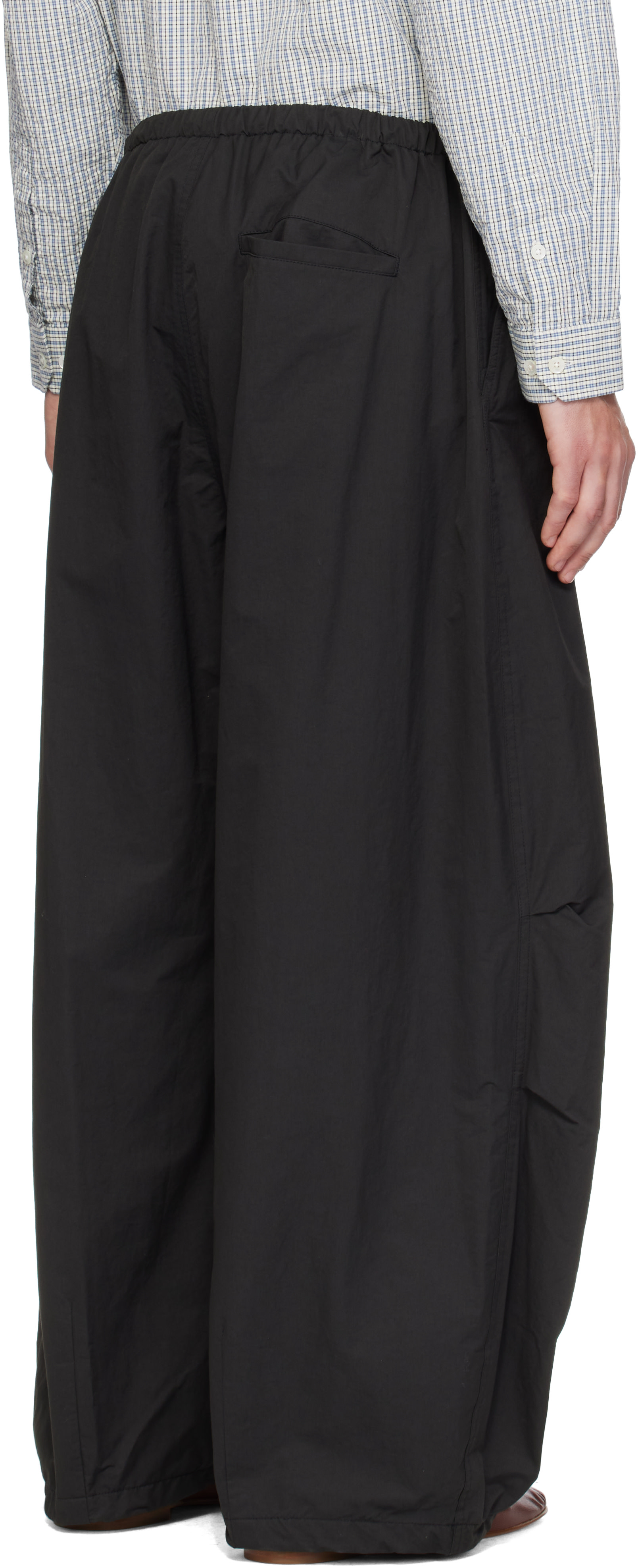 AMOMENTO - Black Drawstring Wide Fatigue Trousers