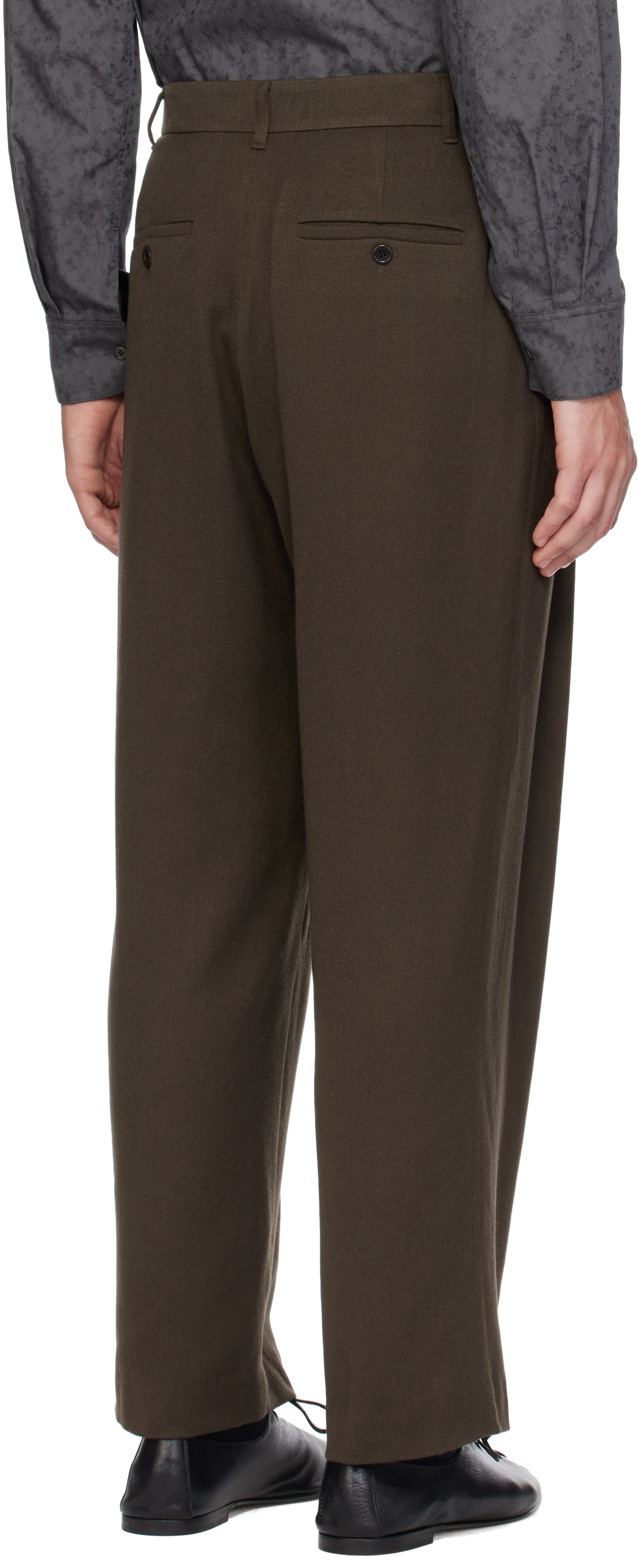AMOMENTO - Brown Tapered Wool Trousers