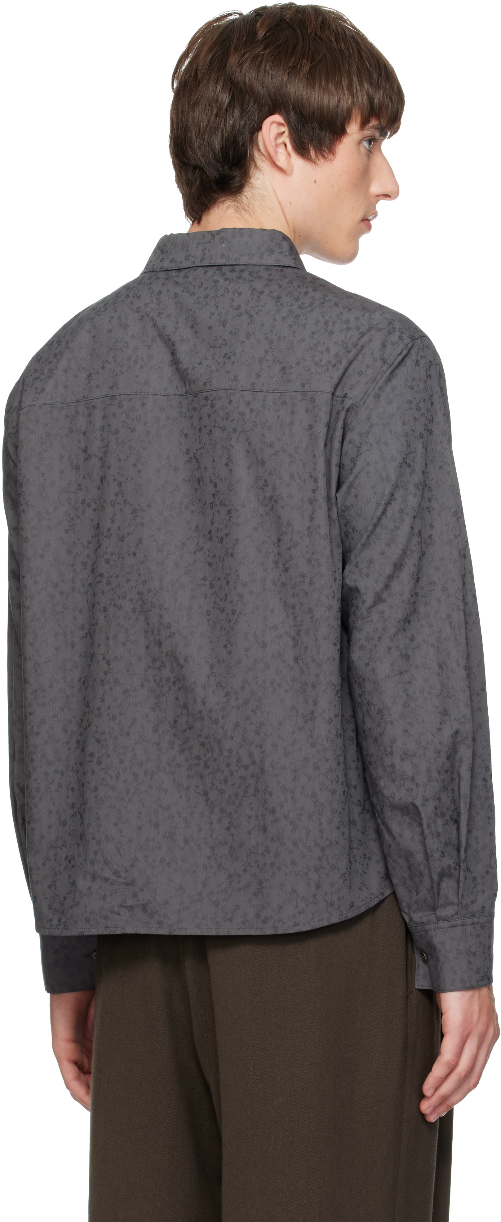 AMOMENTO - Gray Floral Basic Shirt