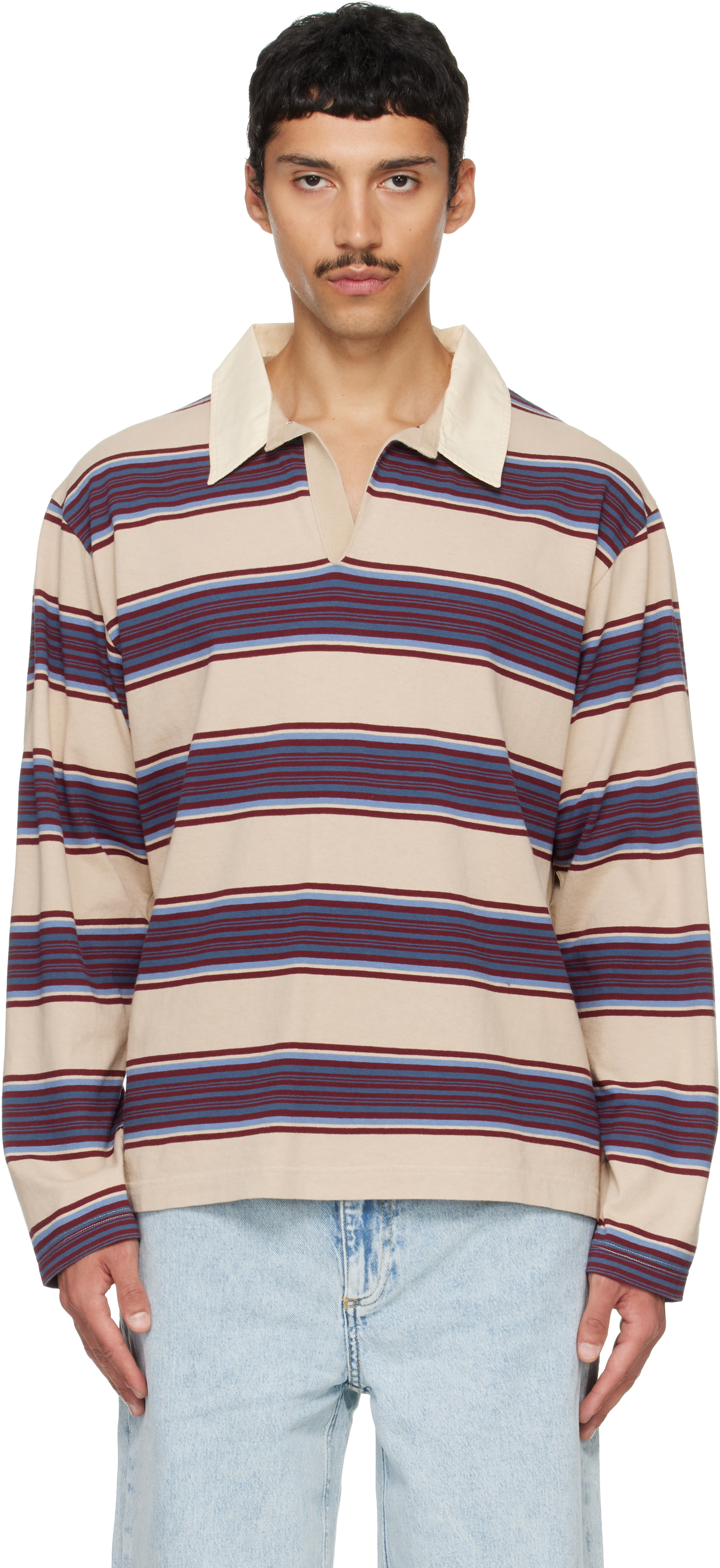 Sanderlak - Beige Striped Jersey Polo