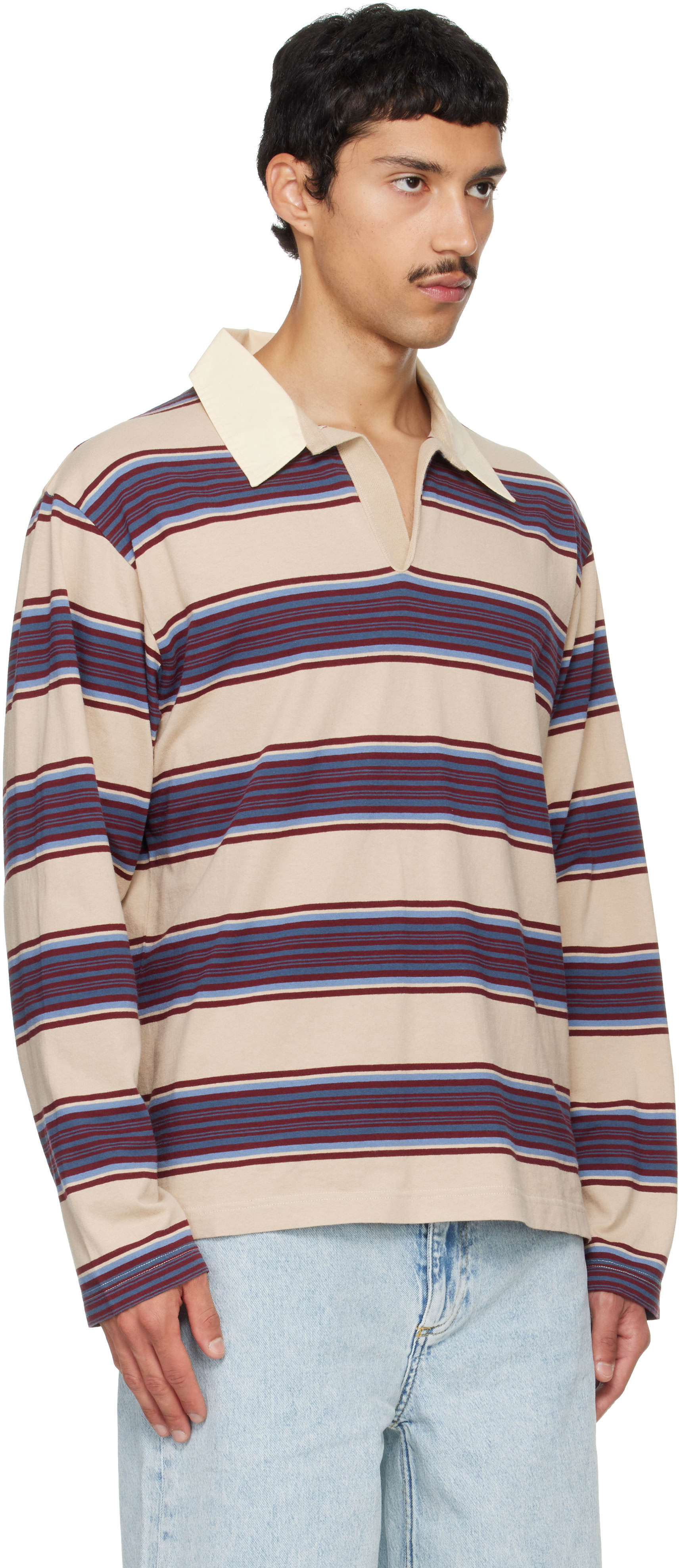 Sanderlak - Beige Striped Jersey Polo