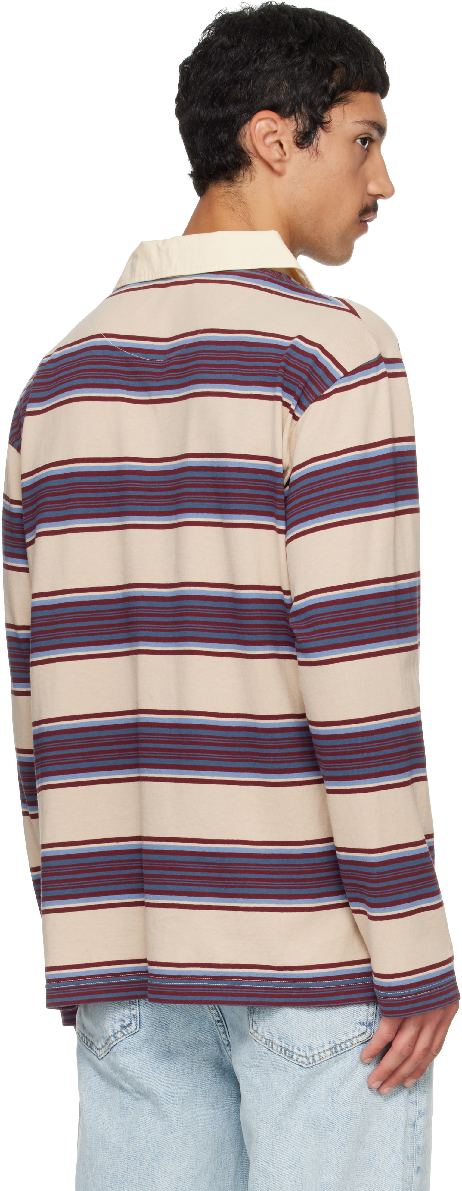 Sanderlak - Beige Striped Jersey Polo