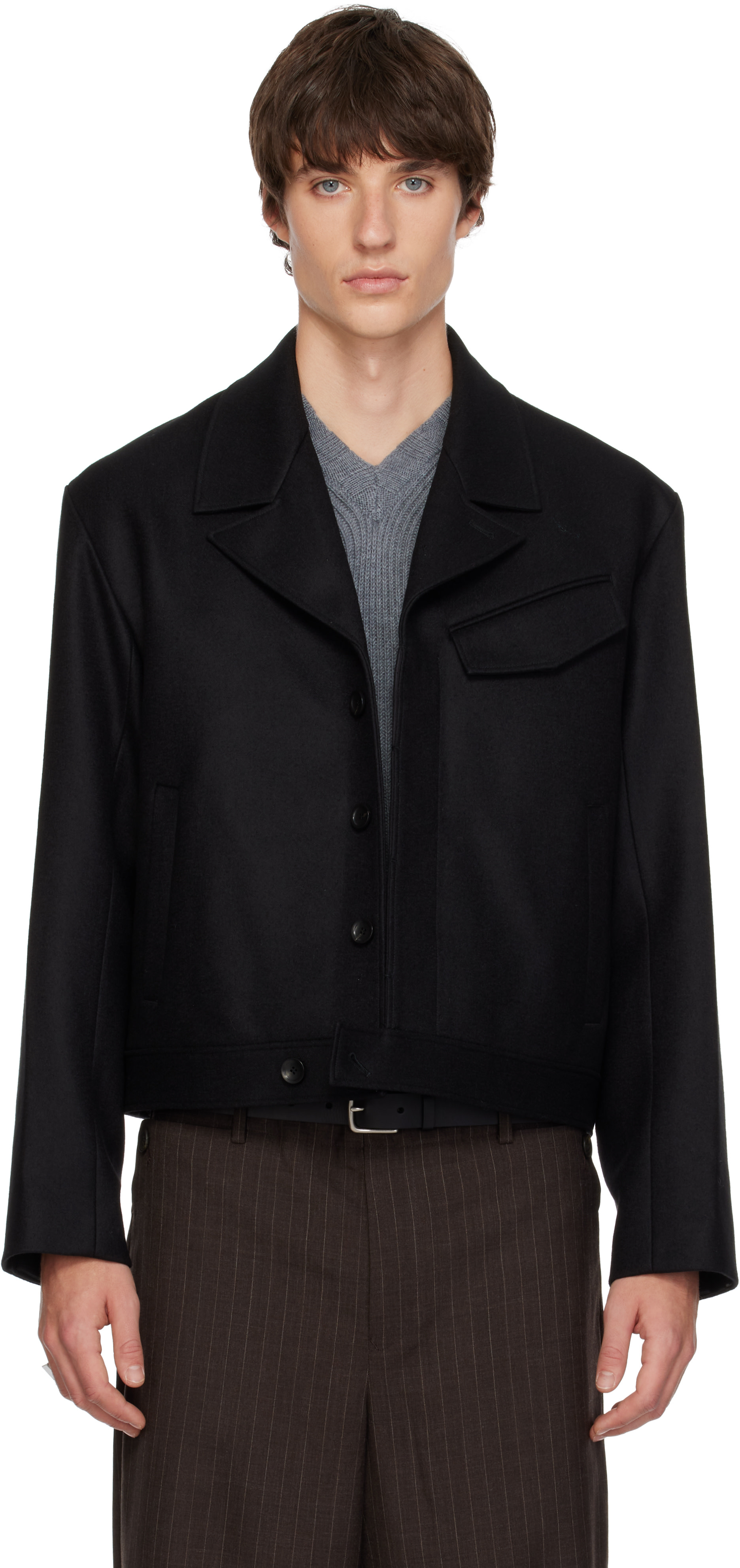 SIRE - Black Cropped Wool Blouson