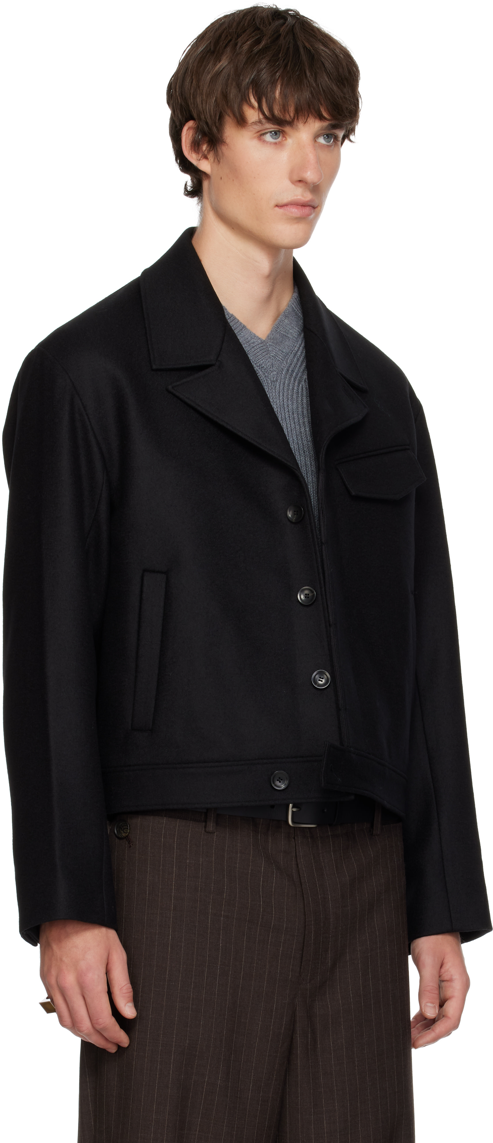 SIRE - Black Cropped Wool Blouson
