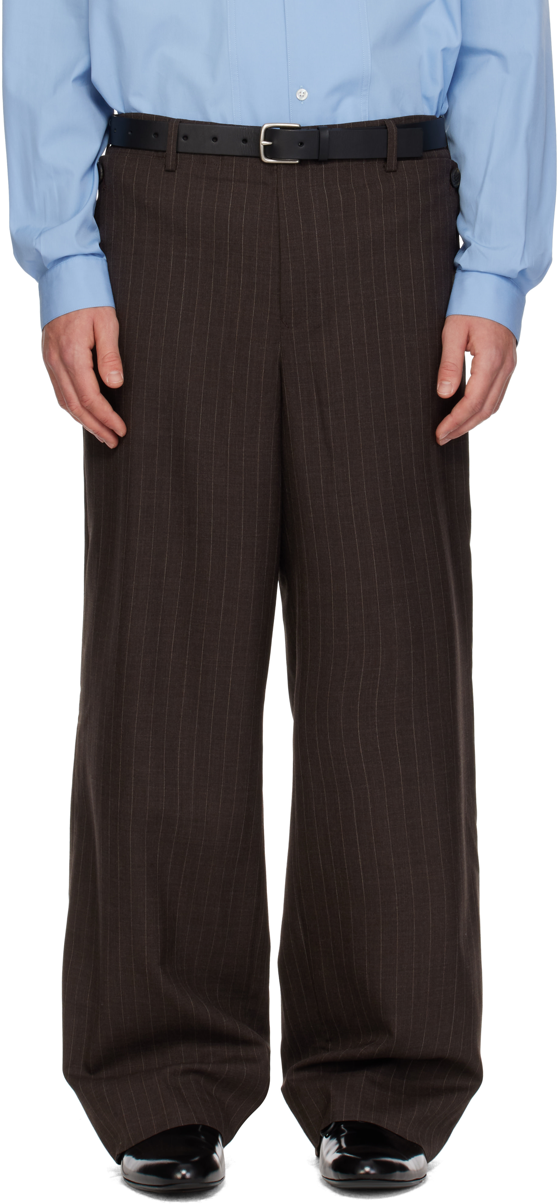 SIRE - Brown Pinstripe Tailored Trousers