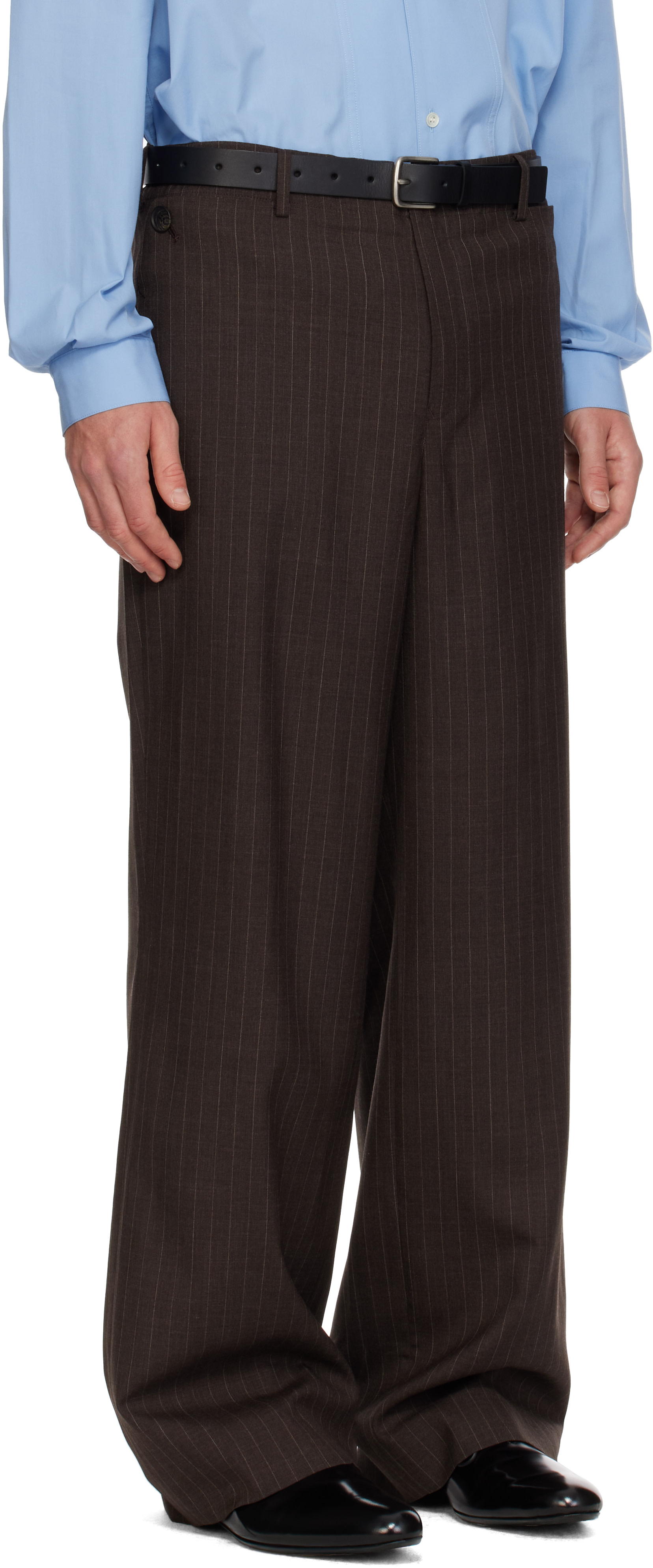 SIRE - Brown Pinstripe Tailored Trousers