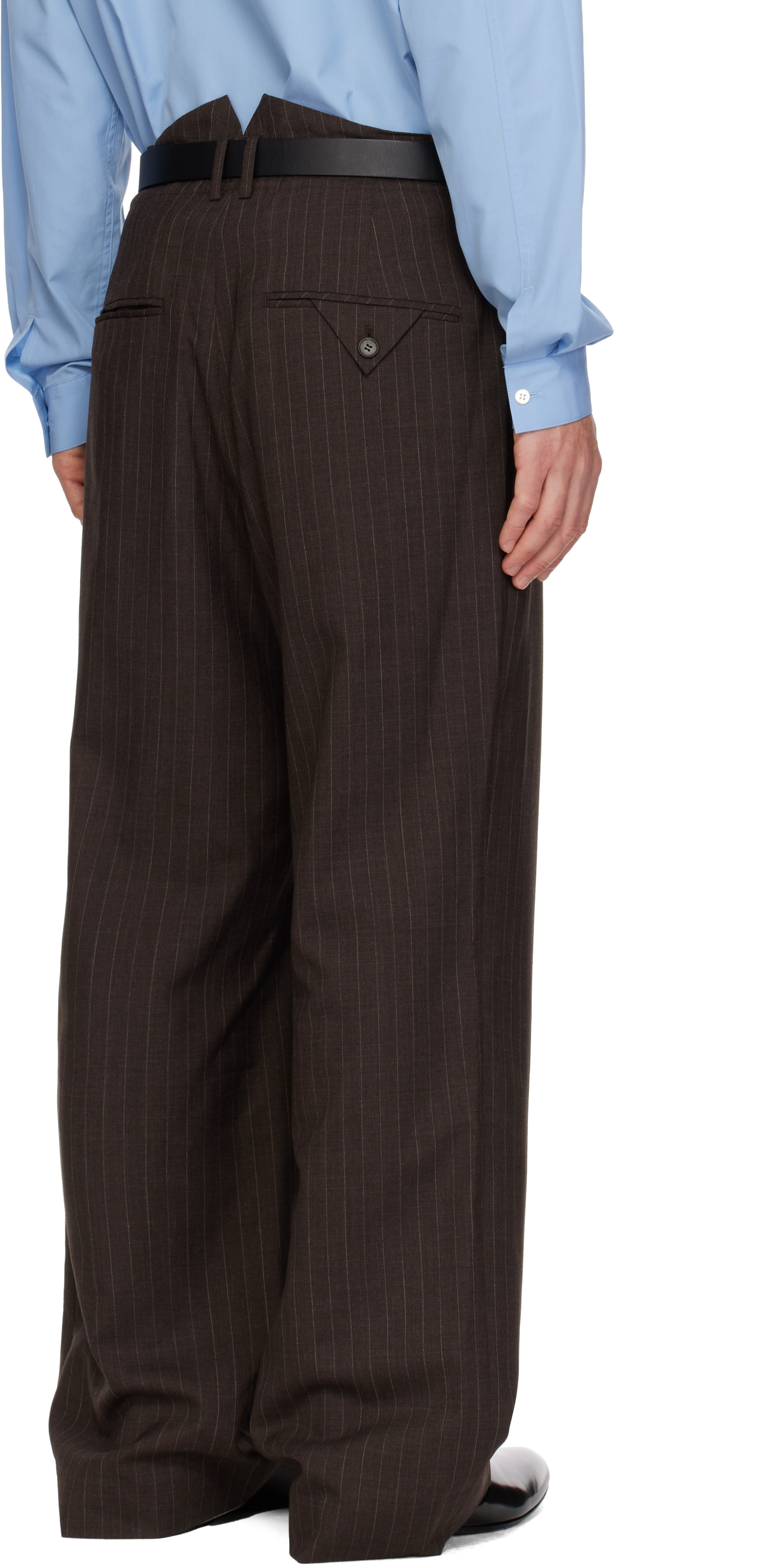 SIRE - Brown Pinstripe Tailored Trousers