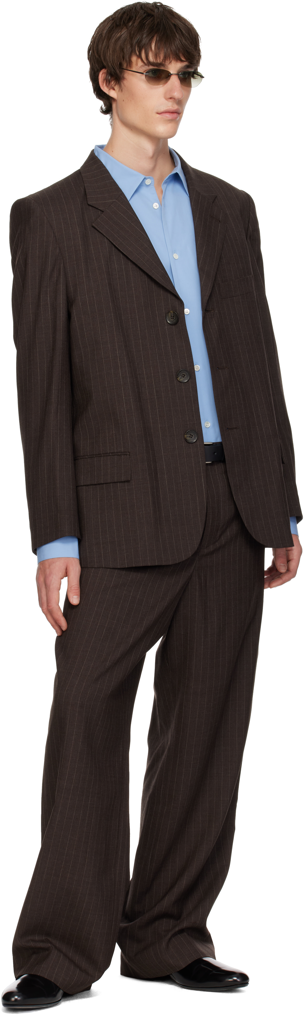 SIRE - Brown Pinstripe Tailored Trousers