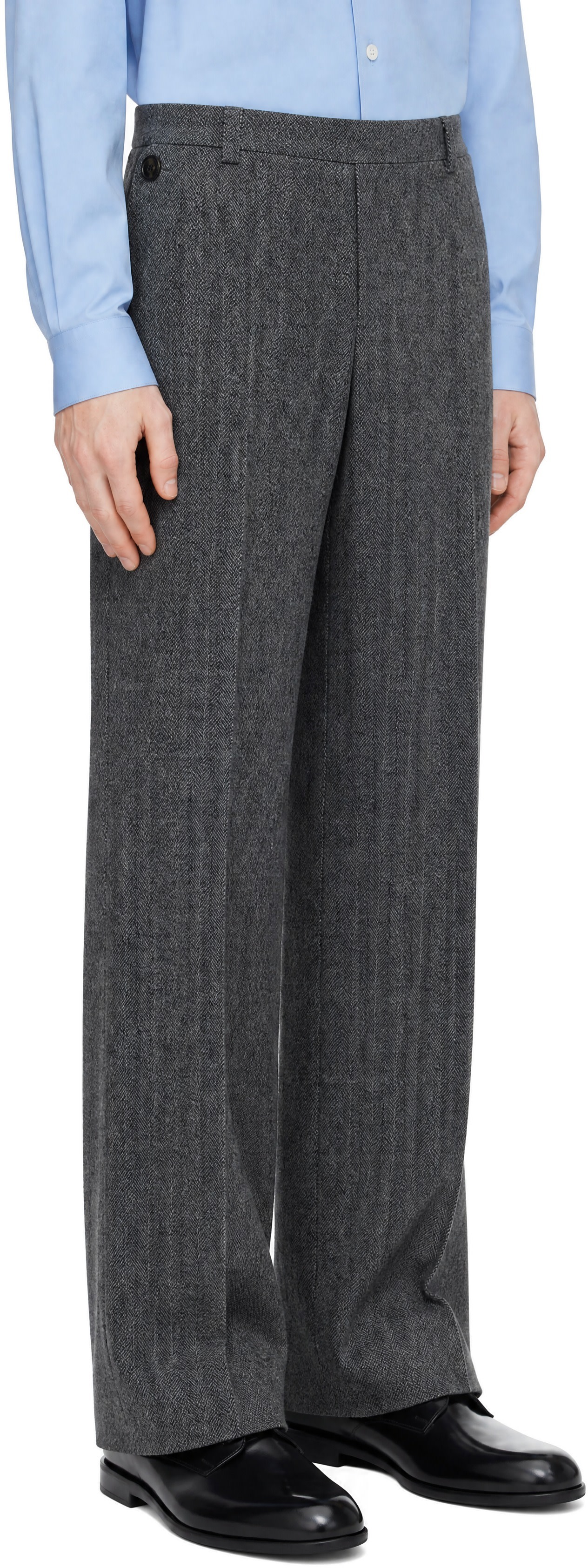 SIRE - Gray Herringbone Tailored Trousers