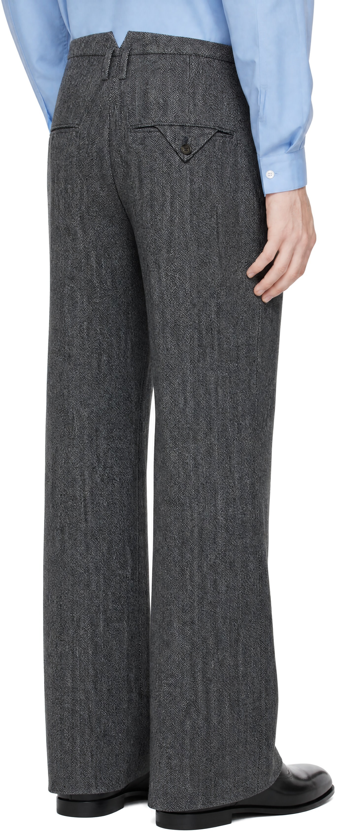 SIRE - Gray Herringbone Tailored Trousers