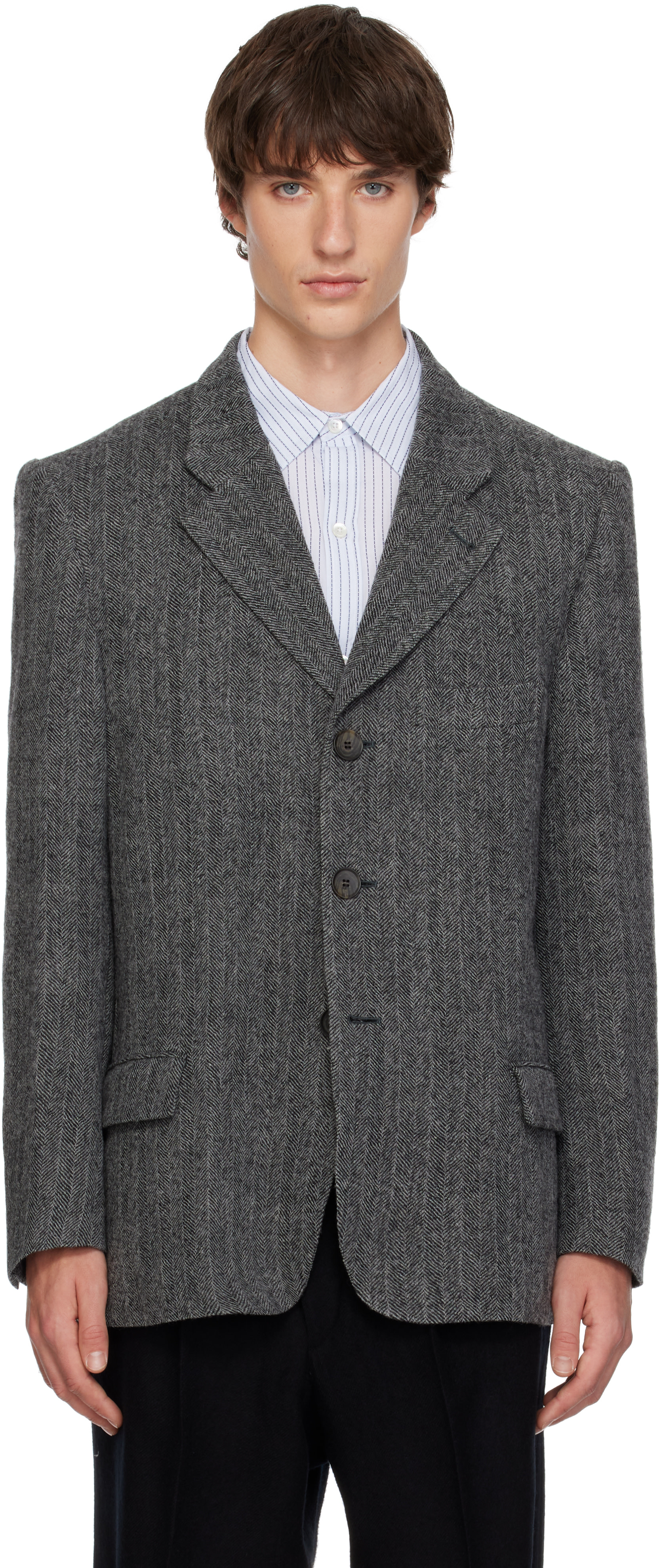 SIRE - Gray Herringbone Tailored Blazer