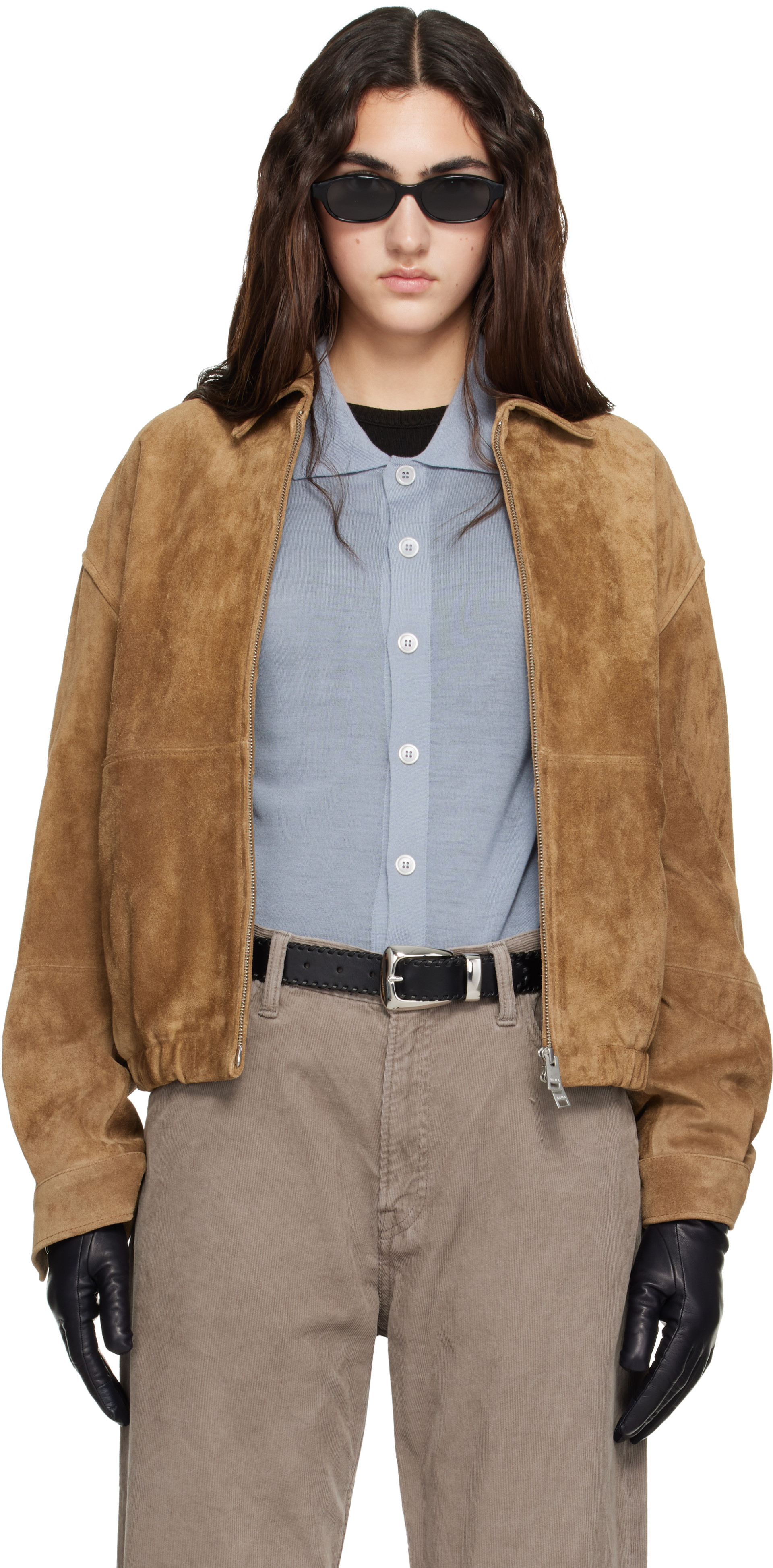 Arma - Blouson Maddox brun clair en suède texturé