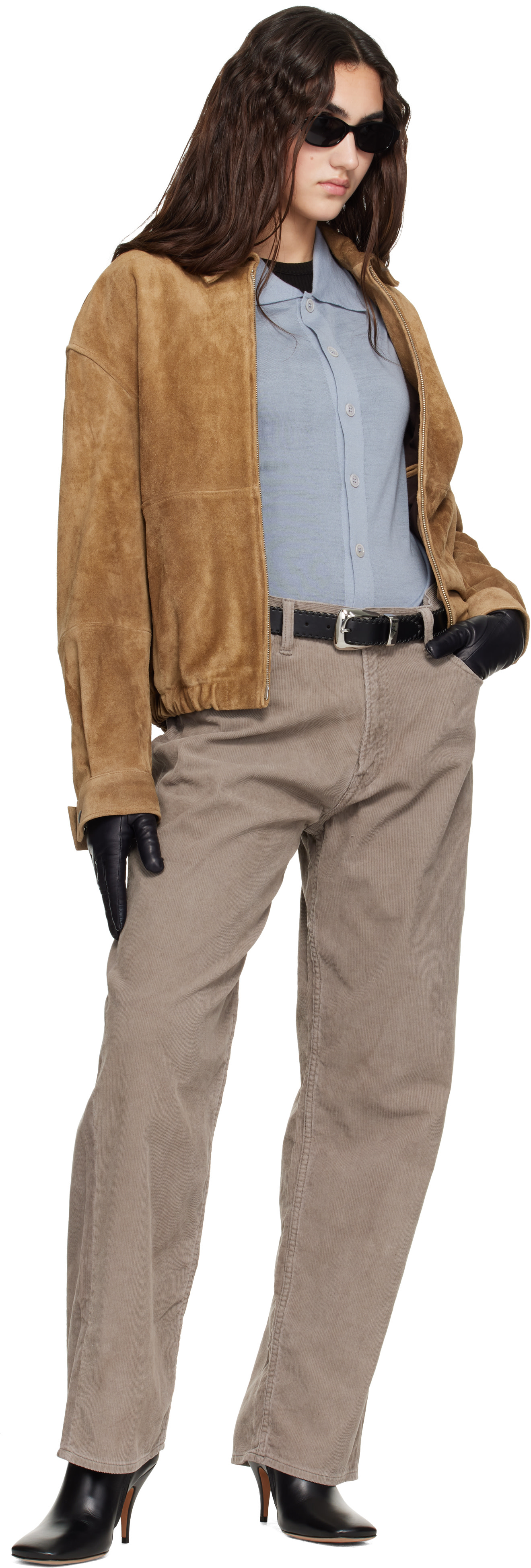 Arma - Blouson Maddox brun clair en suède texturé