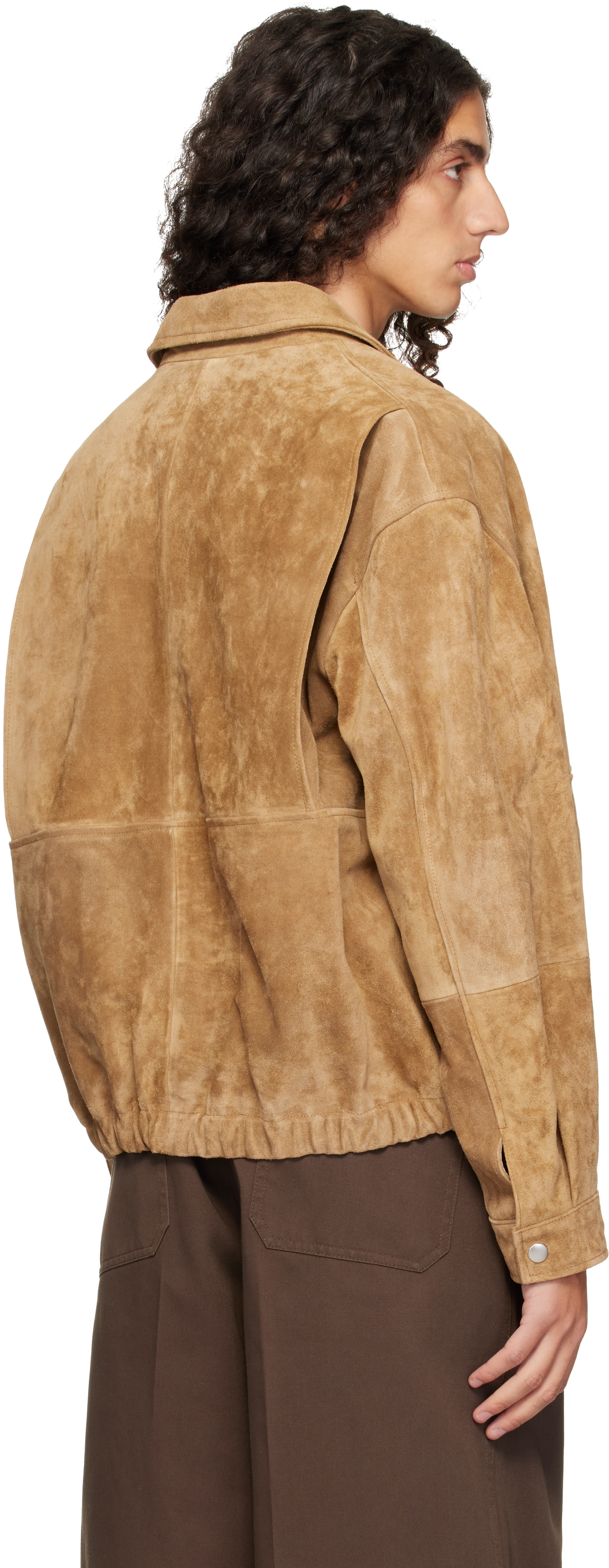 Arma - Blouson Maddox beige en suède texturé