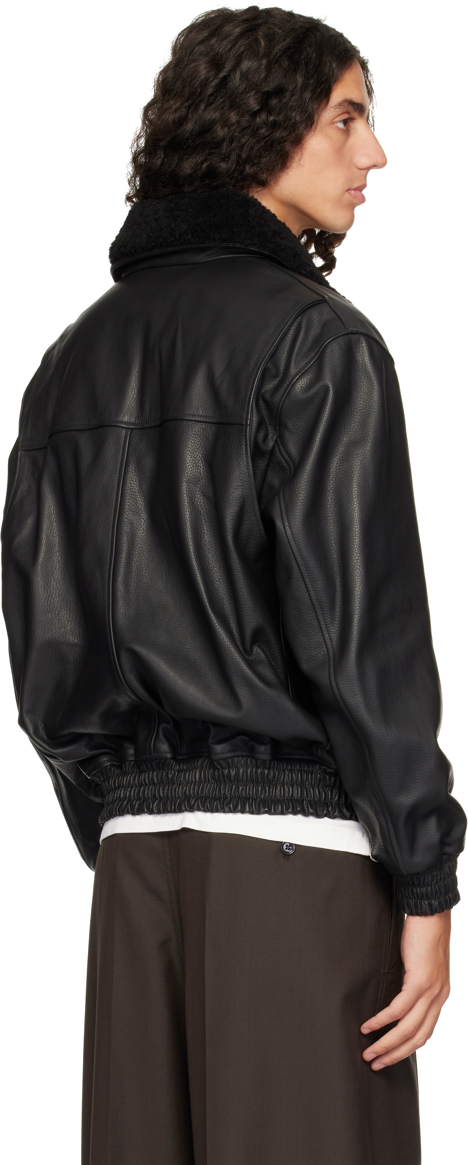Arma - Black Bari Leather Bomber Jacket