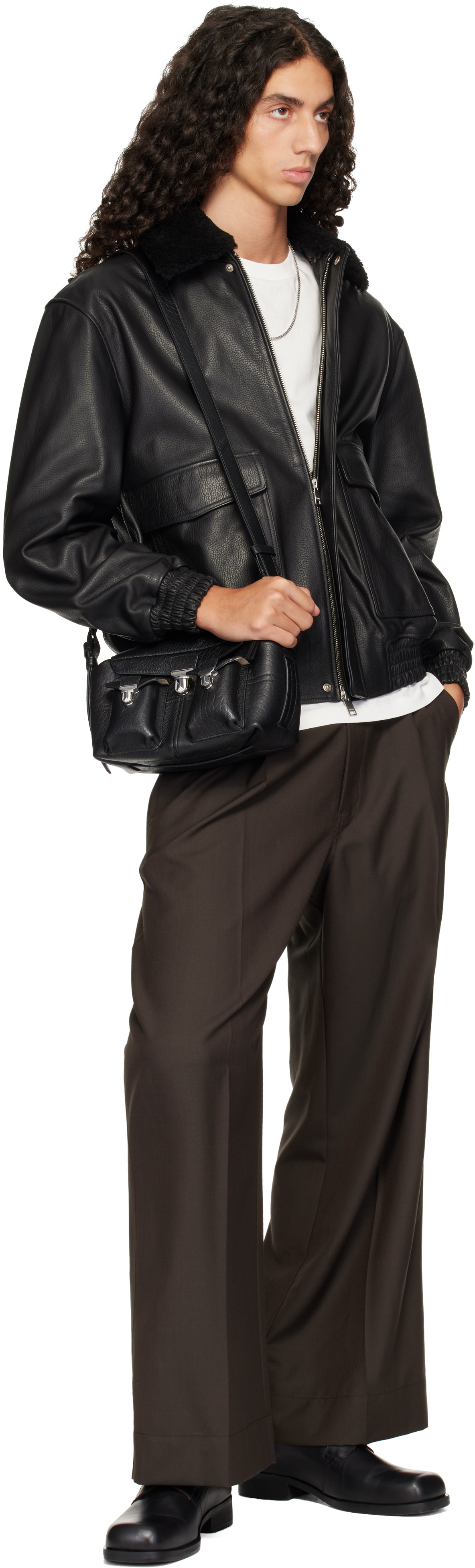 Arma - Black Bari Leather Bomber Jacket