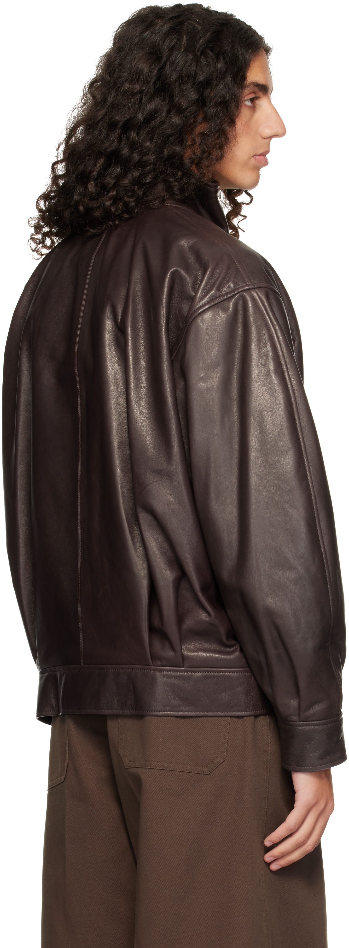 Arma - Brown Paulo Leather Funnel Neck Jacket